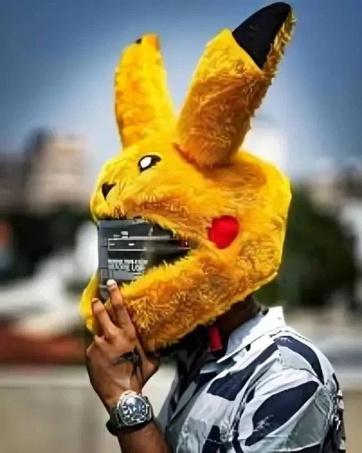 BestLook Pikachu Style Bunny HelmetCover For Full Face MotorbikeHelmet Helmet Buckle Clip Motorbike Helmet
