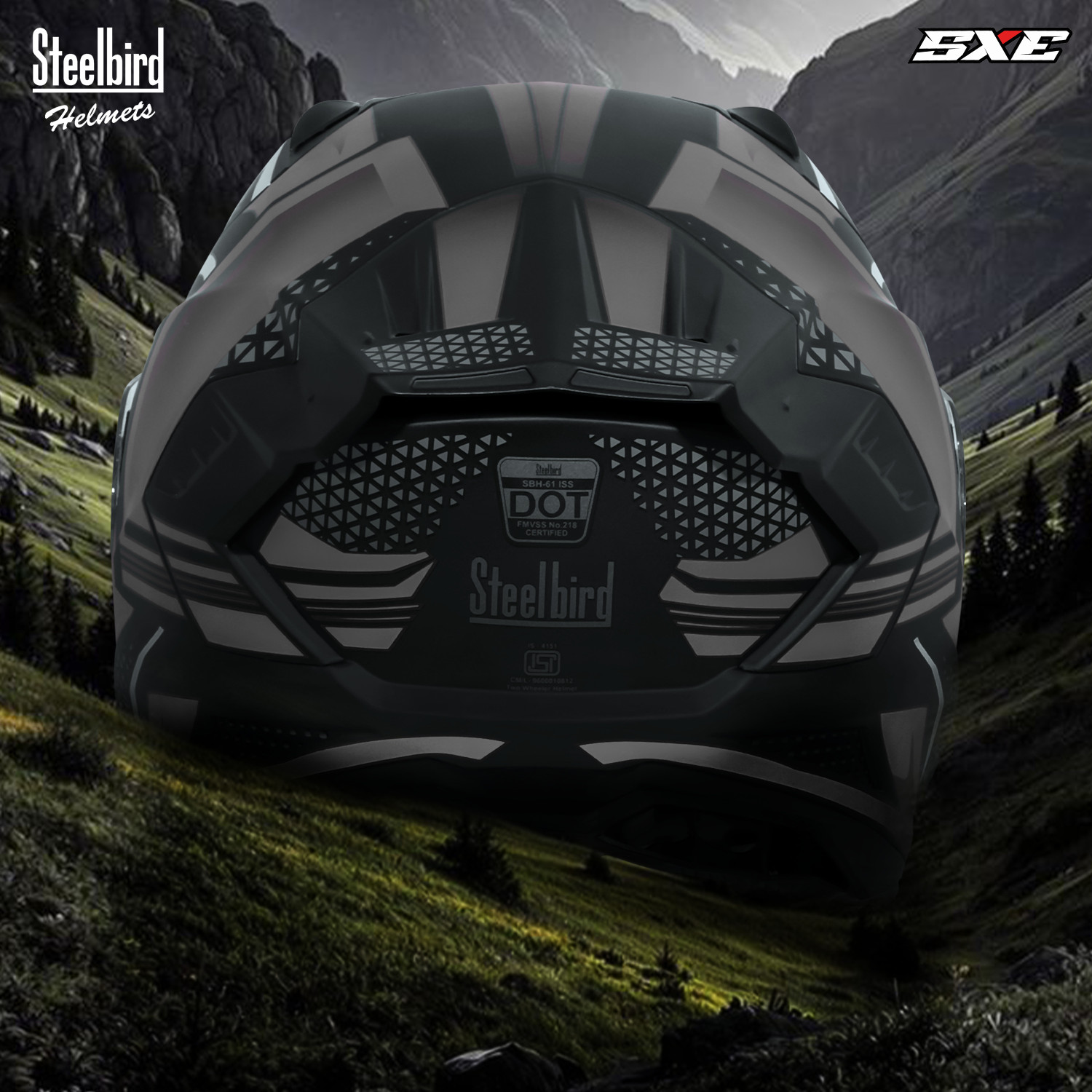 Image of Steelbird SBH-61 SXE X5 ISI and Dot Certified Full Face Graphic Helmet for Men Motorbike Helmet