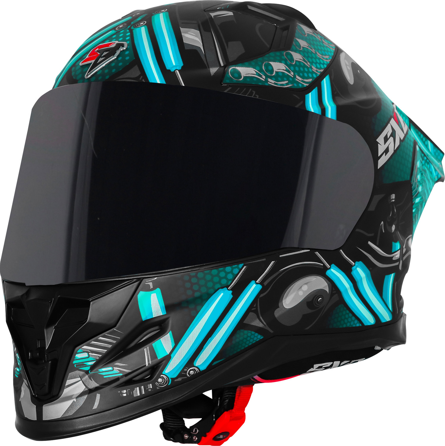Image of Steelbird SBH 61 SXE X2 TPE ISI and Dot Certified Full Face Graphic Motorbike Helmet