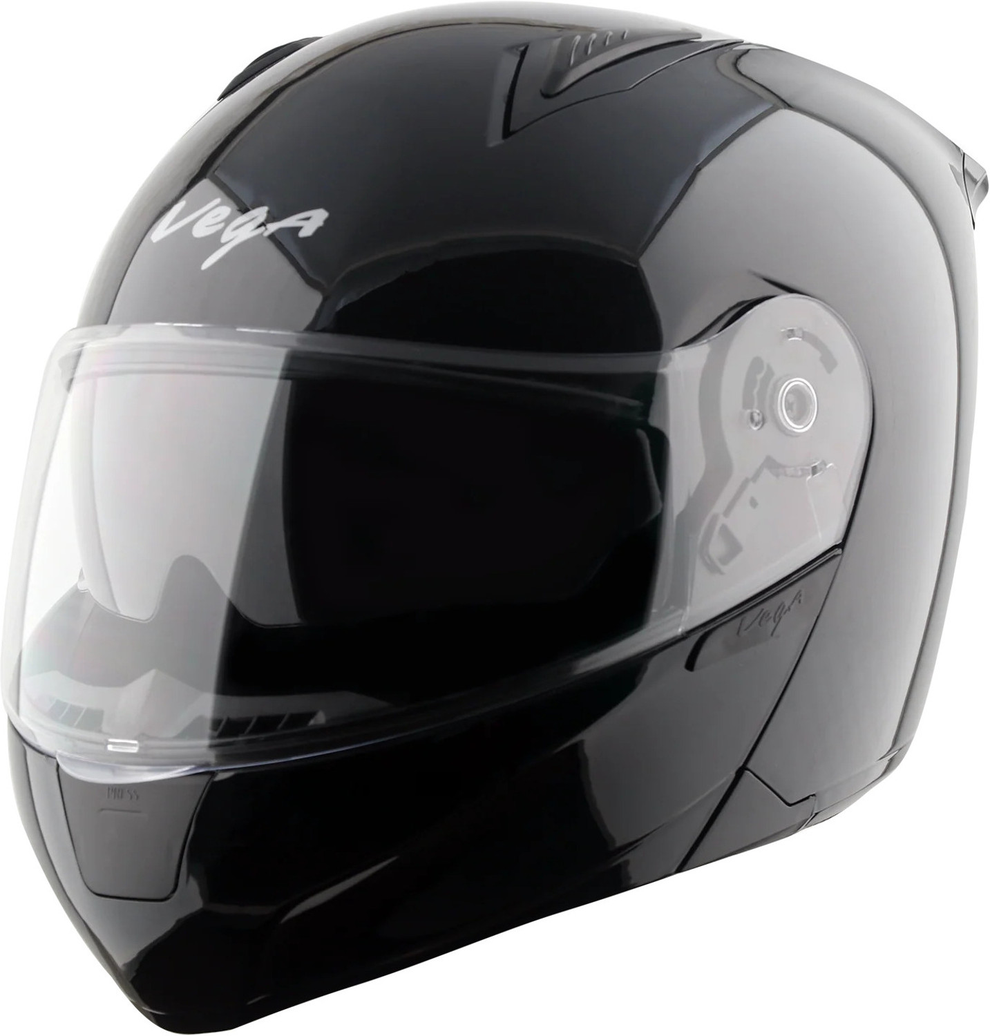 Image of VEGA Spike DV Flip-Up Glossy Black Large Motorbike Helmet