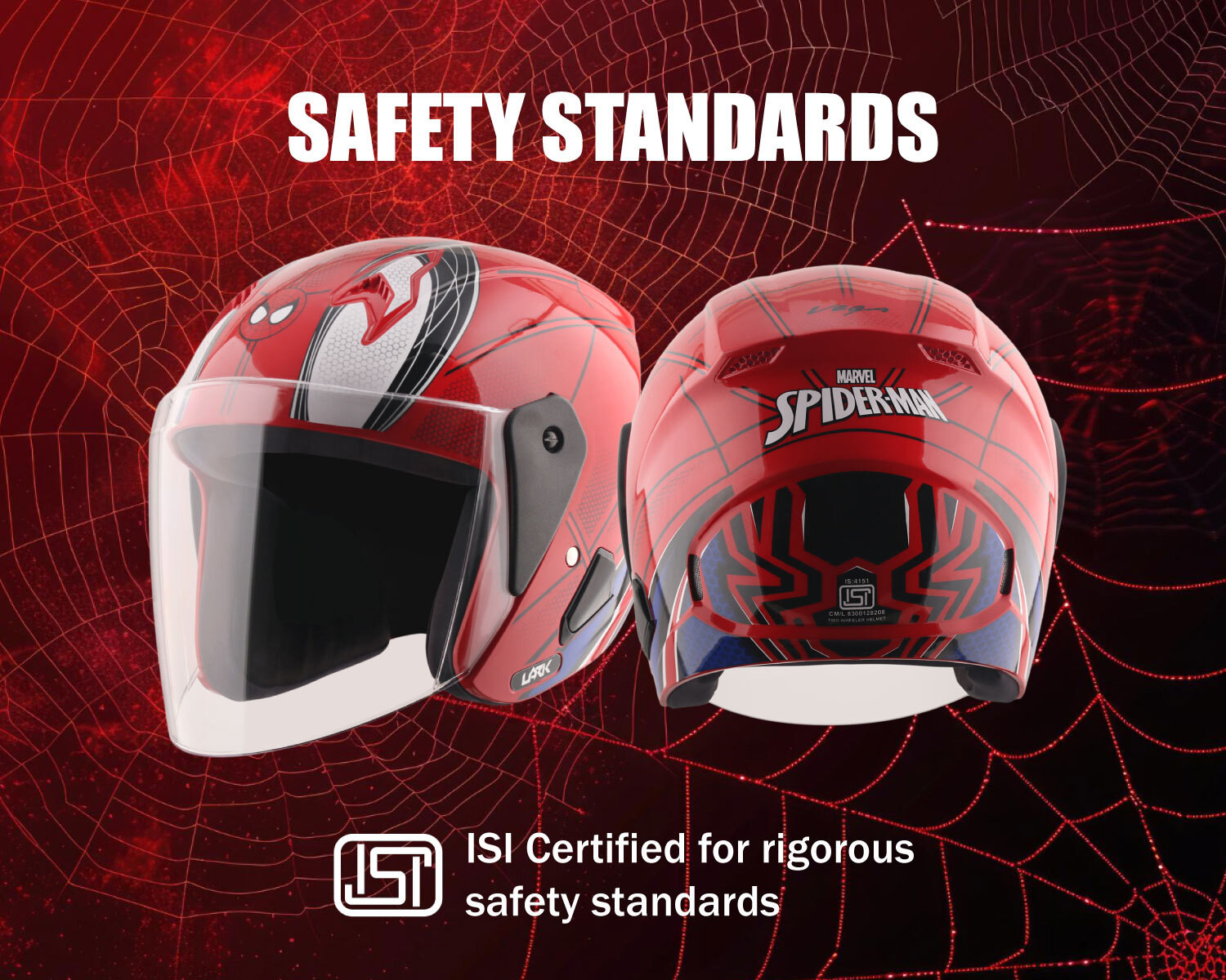 Image of VEGA Lark Marvel Spiderman Motorbike Helmet