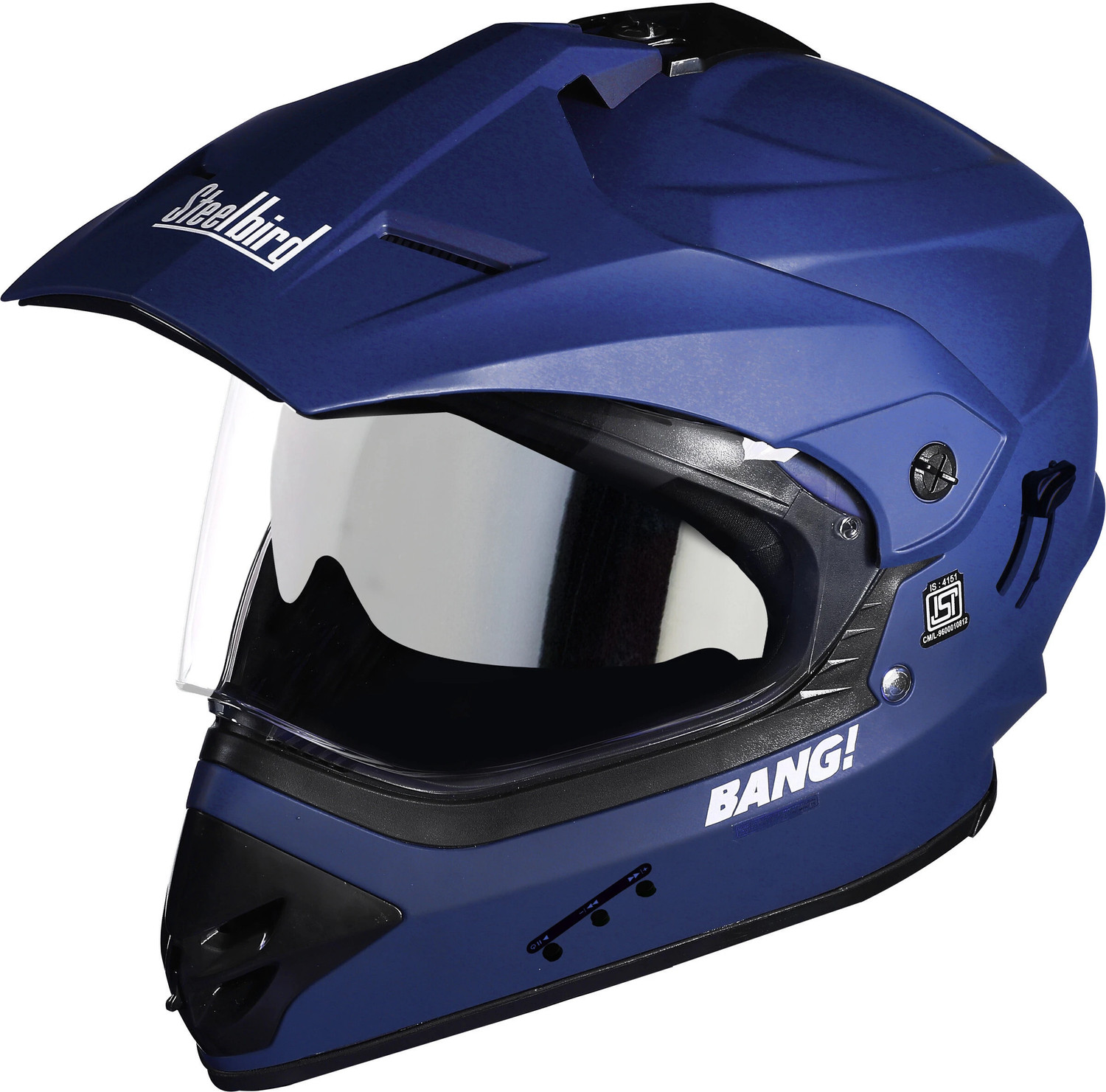 Image of Steelbird SBH-13 Bang Bluetooth Off Road ISI Certified Motocross Double Visor Full Face Motorbike Helmet
