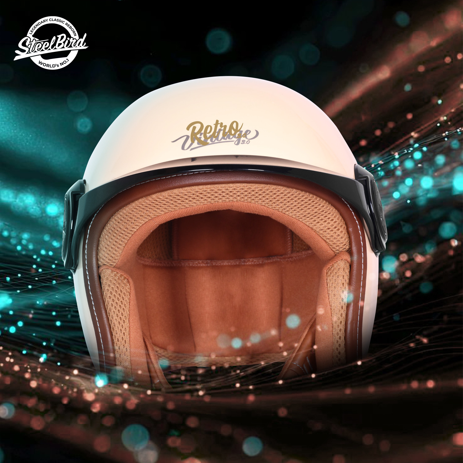 Image of Steelbird SBH-65 3.0 Retro With Peak Cap ISI And DOT Certified Open Face Motorbike Helmet