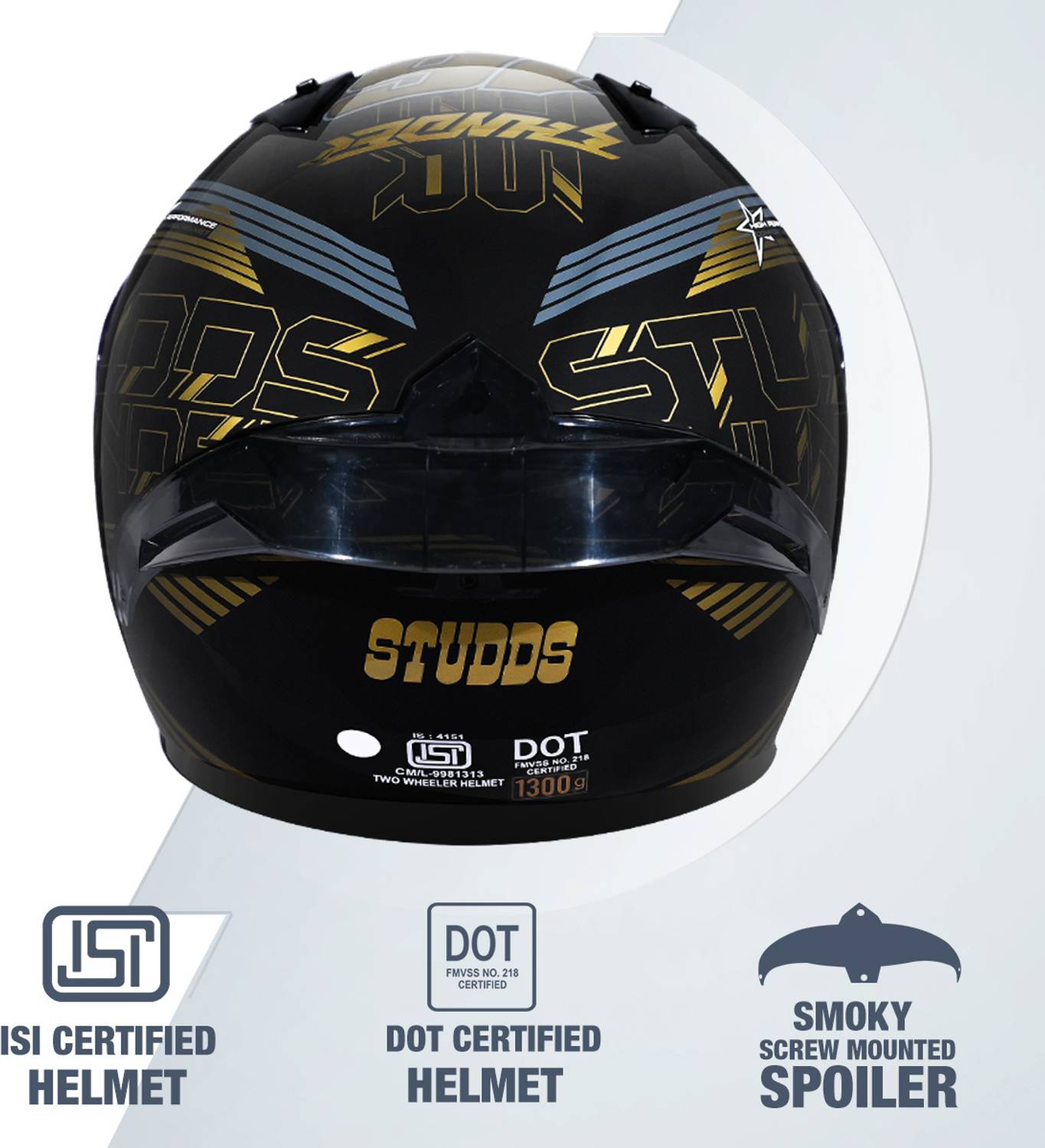 STUDDS Thunder D11 Full Face Motorbike Helmet - Image 3