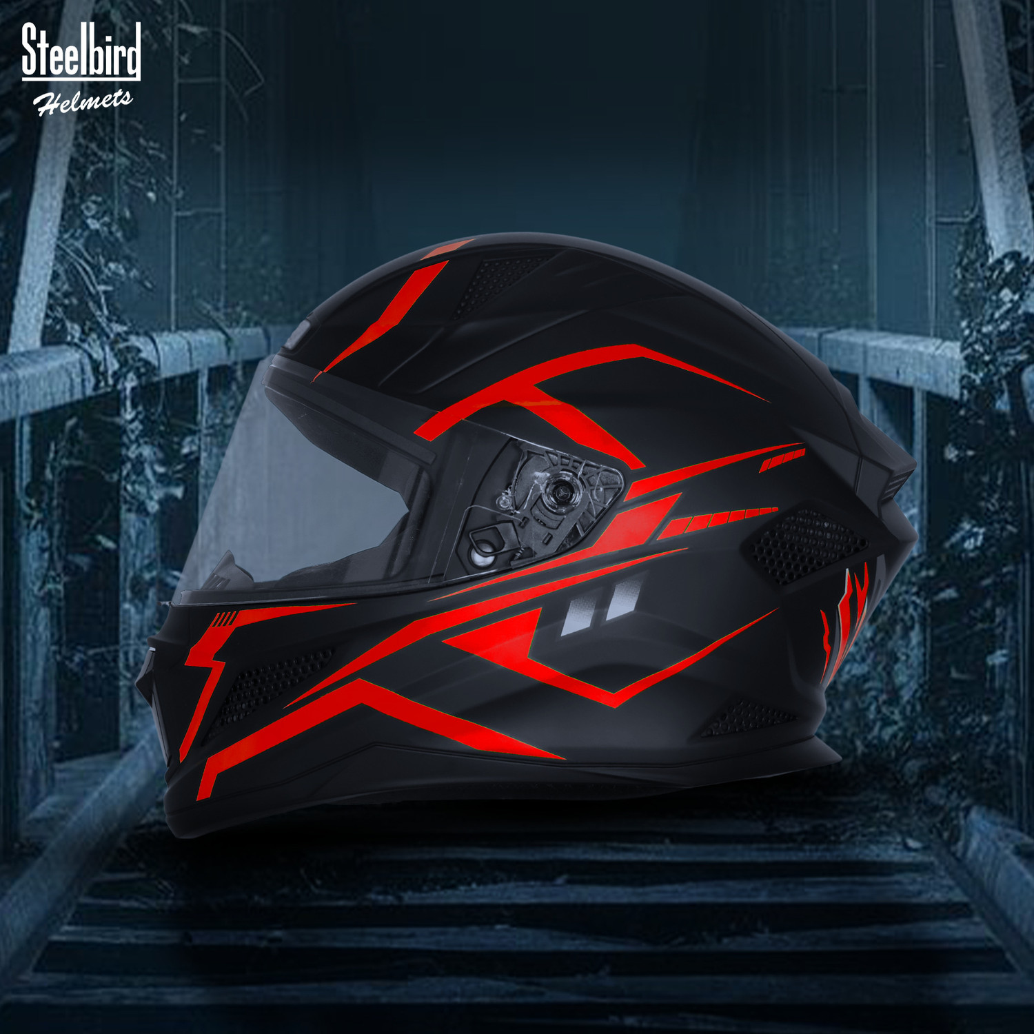 Image of Steelbird SBH-25 Rudra Vayu ISI Certified Full Face Graphic Helmet for Men Motorbike Helmet