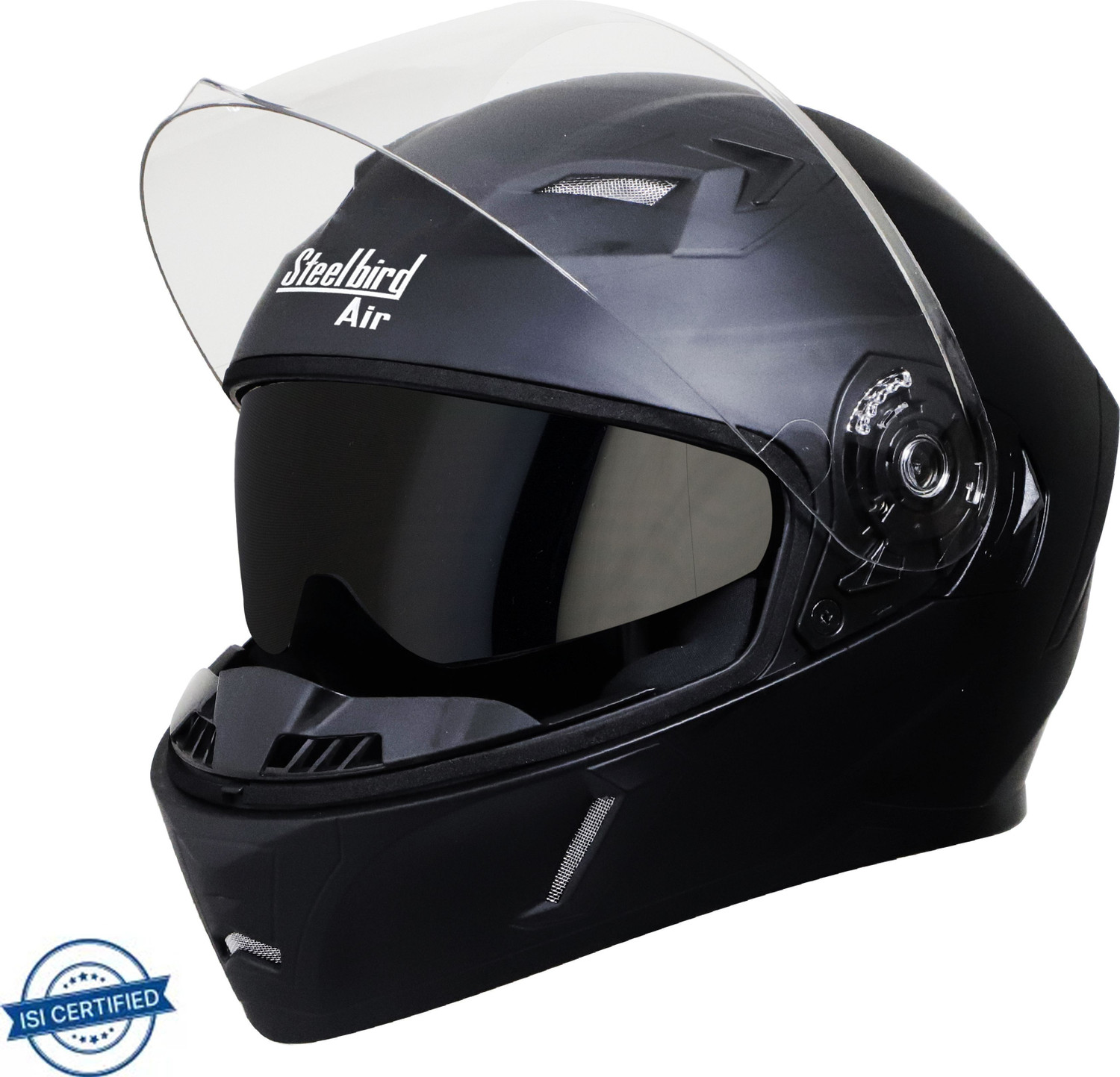 Image of Steelbird Air SBA-21 ISS Hi-Quality dashing With Smoke Inner Sun Shield Full Face Black 600mm Motorbike Helmet