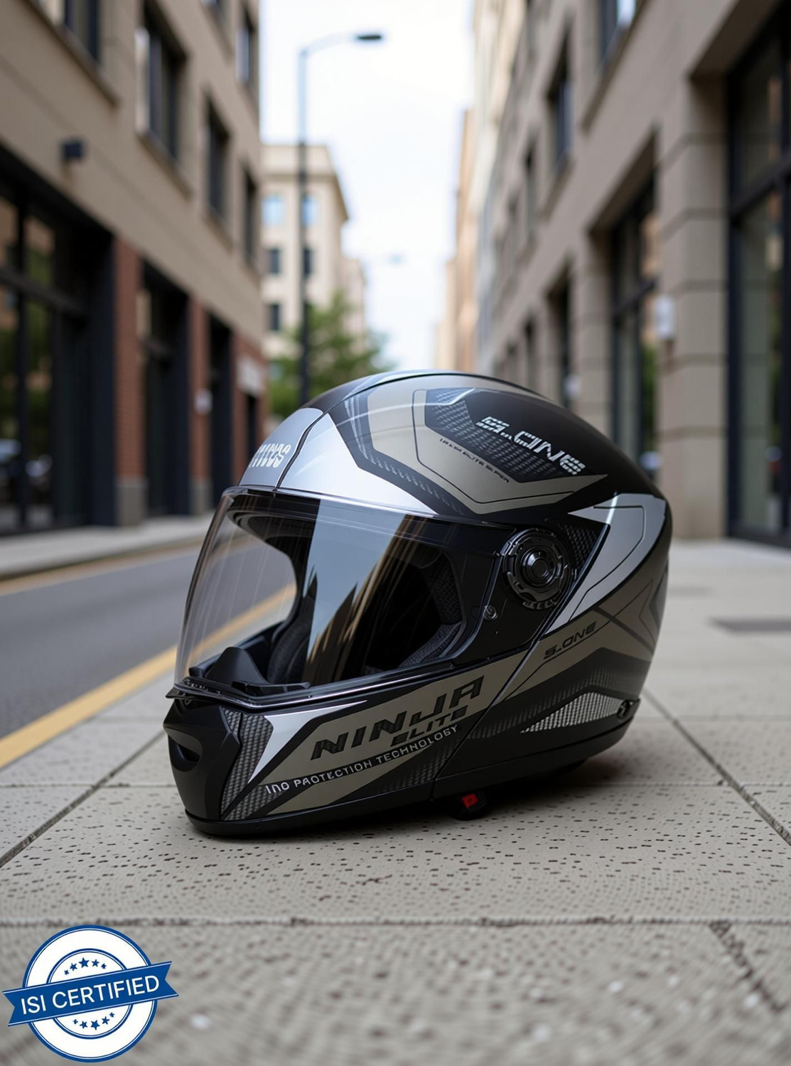 Image of STUDDS NINJA ELITE SUPER D4 MATT BLACK N4 GREY 600 MM FLIP-UP FACE SIZE XL Motorsports Helmet