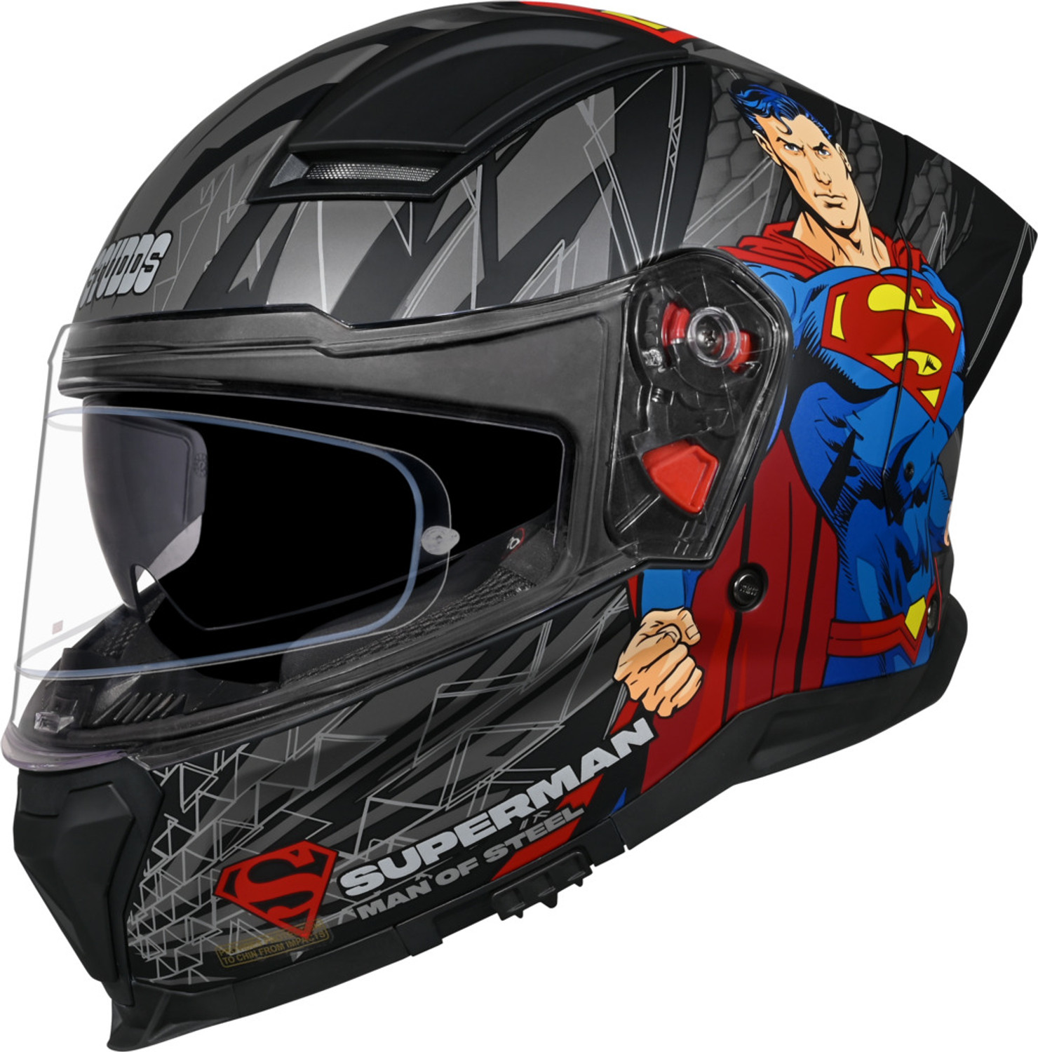 Image of STUDDS Helios Superman Edition ISI and DOT Certified Helmet with Antifog 100 Motorbike Helmet