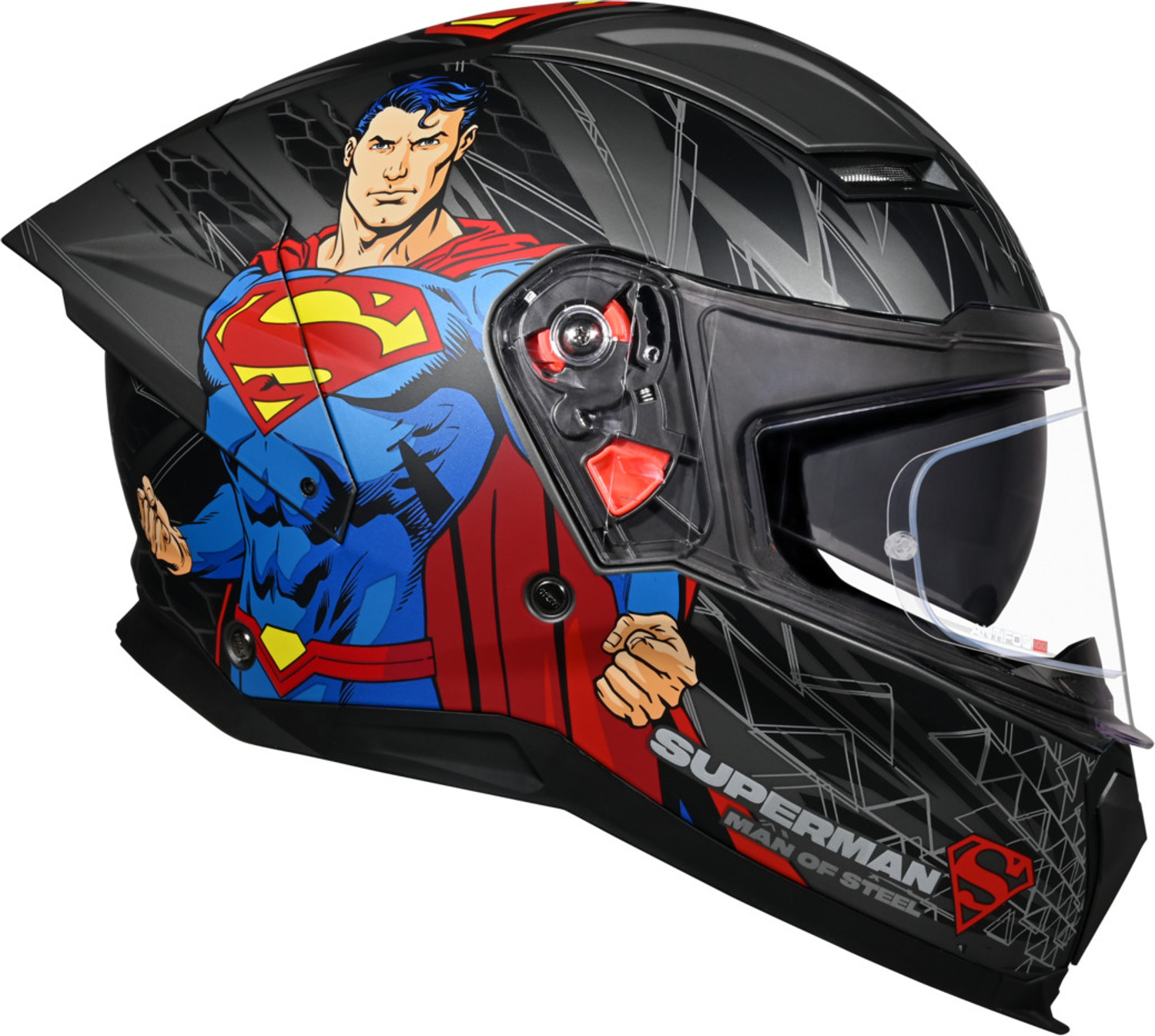 Image of STUDDS Helios Superman Edition ISI and DOT Certified Helmet with Antifog 100 Motorbike Helmet