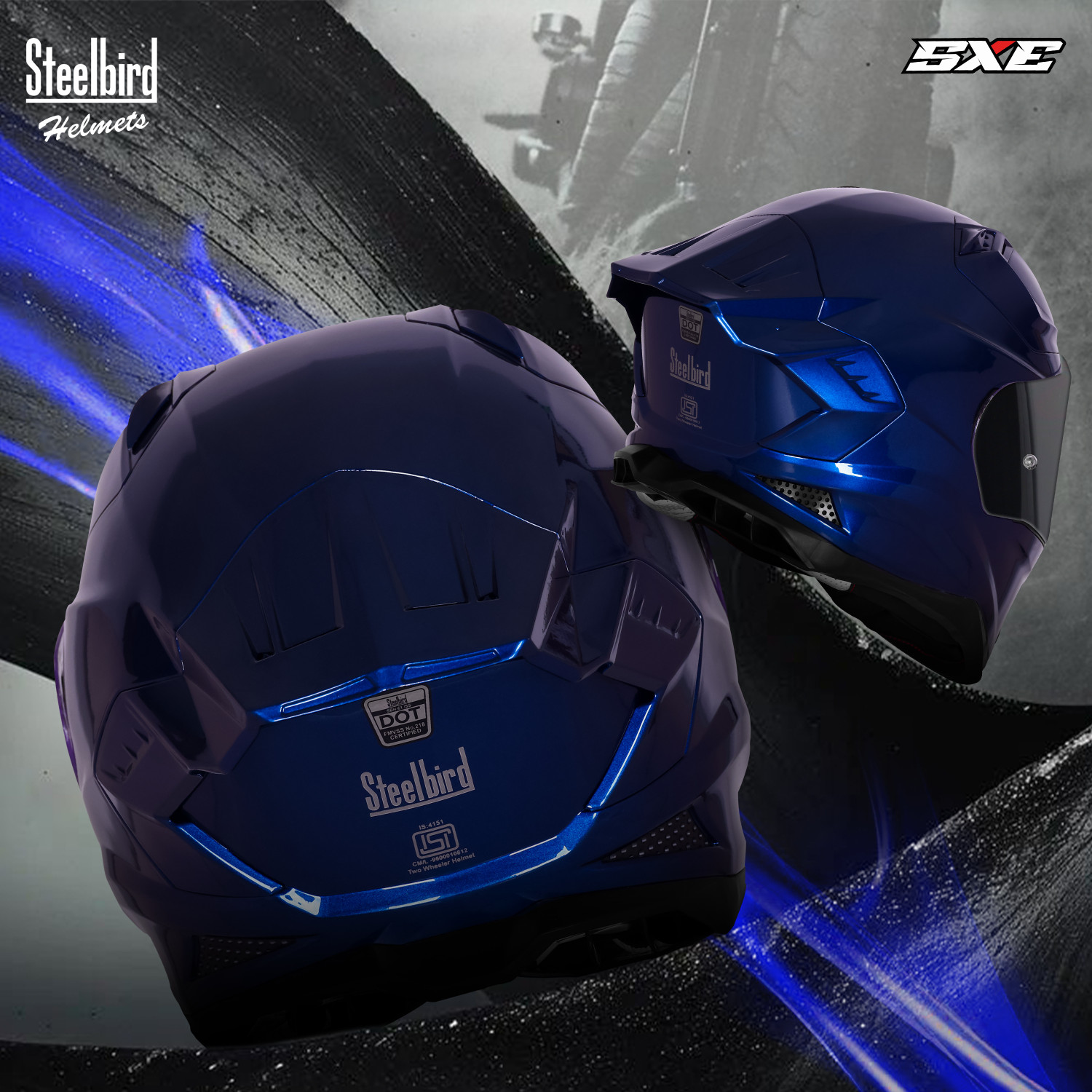 Image of Steelbird SBH 61 SXE ISI and Dot Certified Full Face Motorbike Helmet