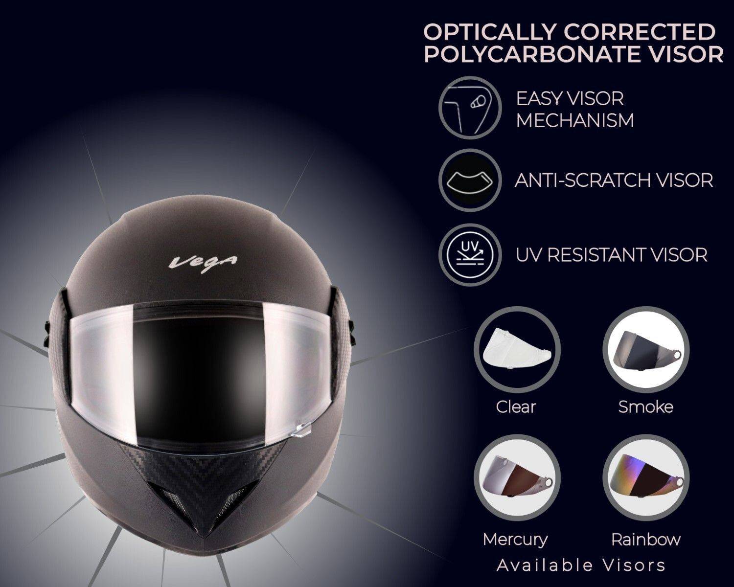 VEGA Cliff Motorbike Helmet Black - Image 2