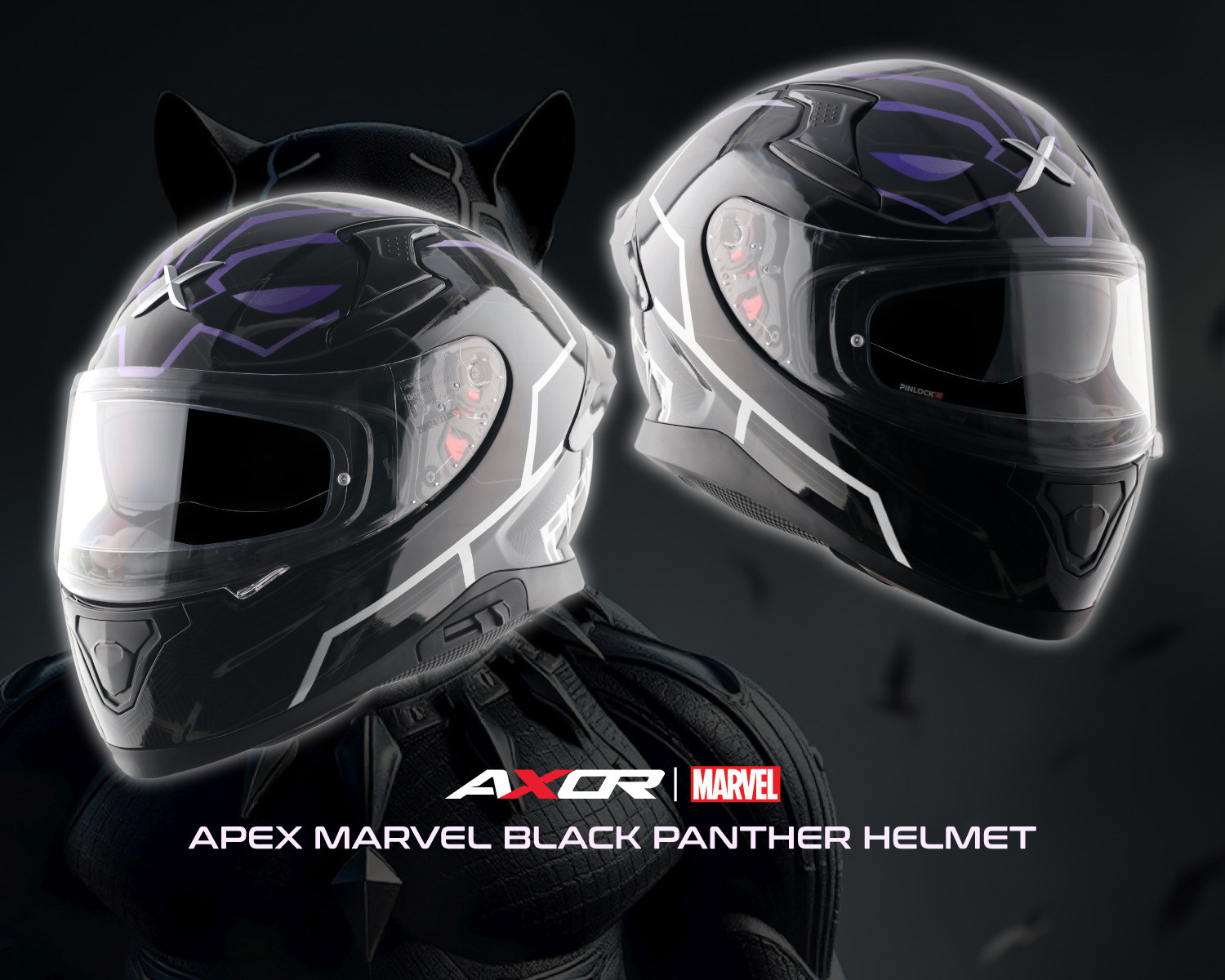 Image of Axor Apex Marvel Black Panther Motorbike Helmet