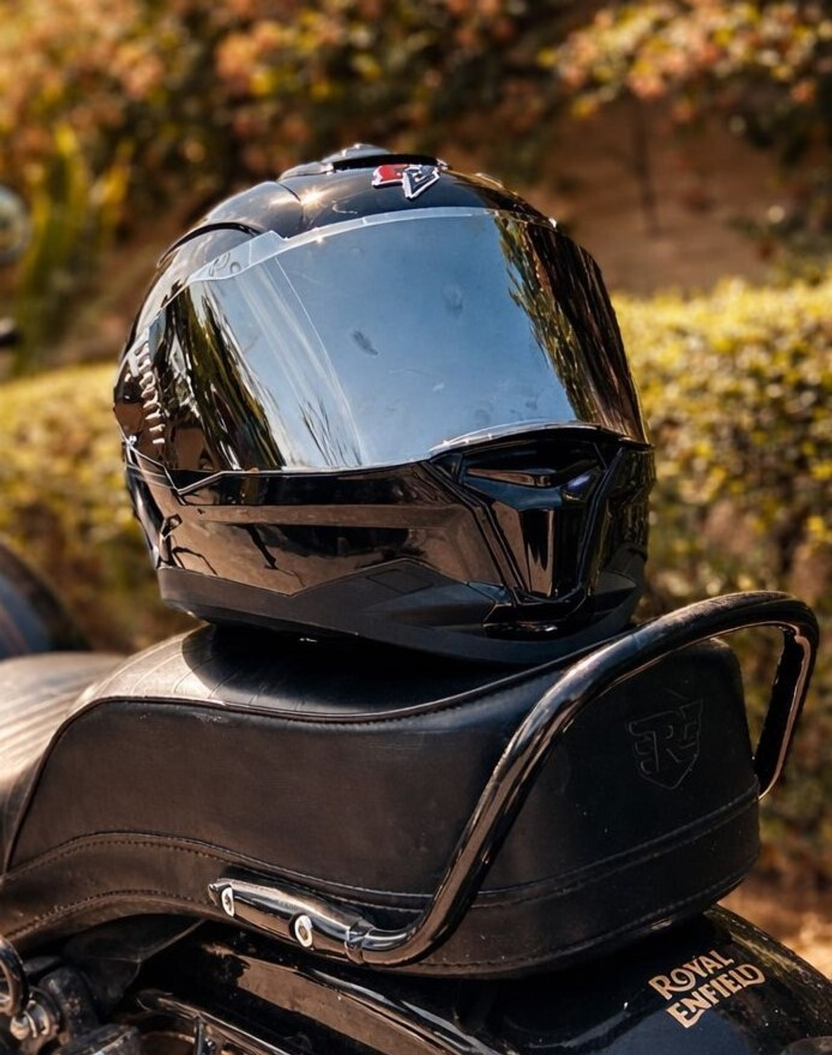 Image of Steelbird Air SB-120 ISS Fighter ECE 22.06 Certified Glossy Black Grey Full Face With ANTIFOG Motorsports Helmet