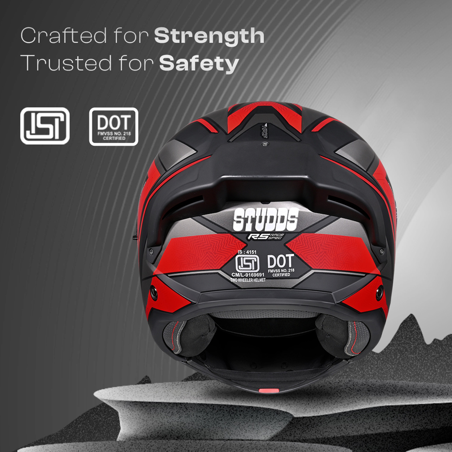 Image of STUDDS Trooper D4 Race ISI and DOT Certified Flip-Up Helmet with Spoiler Motorbike Helmet