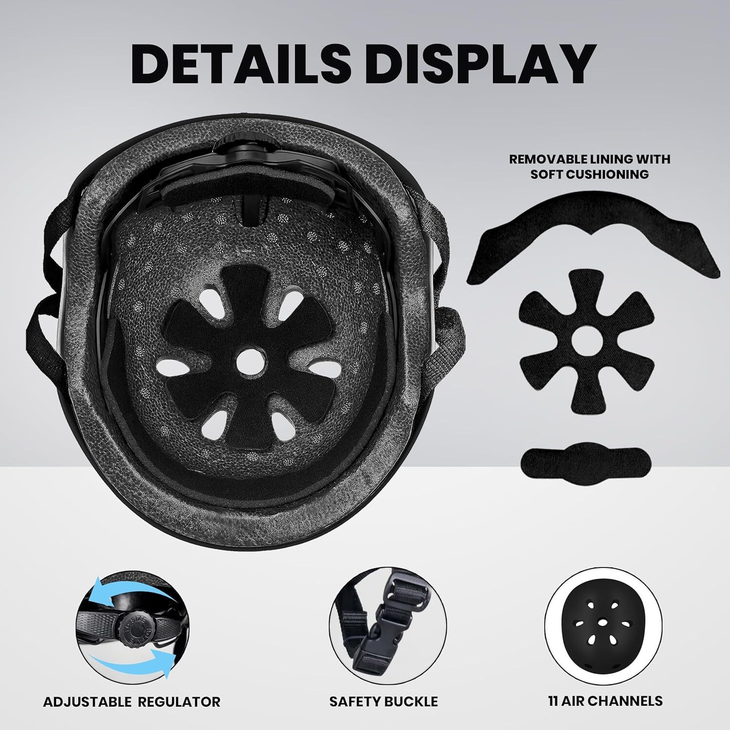 Image of Jaspo Vault Adjustable Helmet, ABS Shell Black EPS Foam, Dial Adjuster, Lightweight Skating Helmet