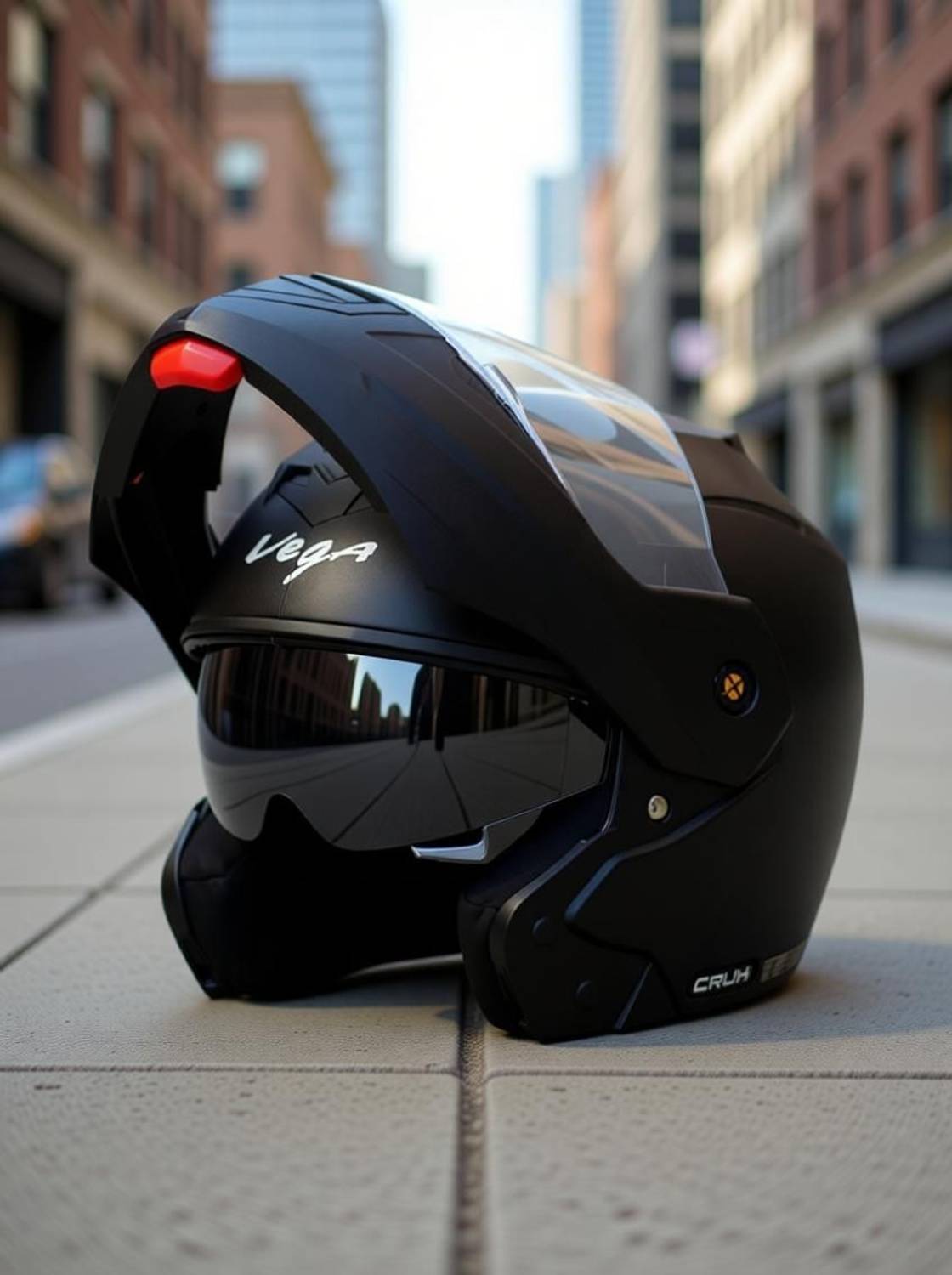 VEGA Crux Dual Visor Motorbike Helmet Black - Image 2