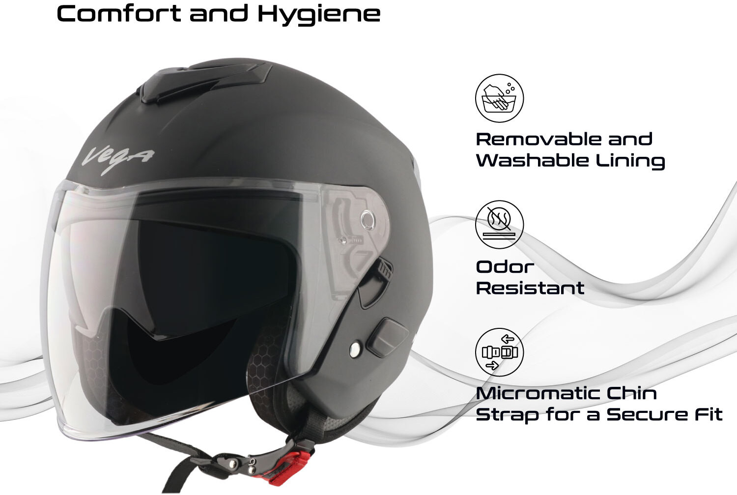 Image of VEGA VO-04 Punch DV Open Face Helmet-Dull Black-L Motorbike Helmet