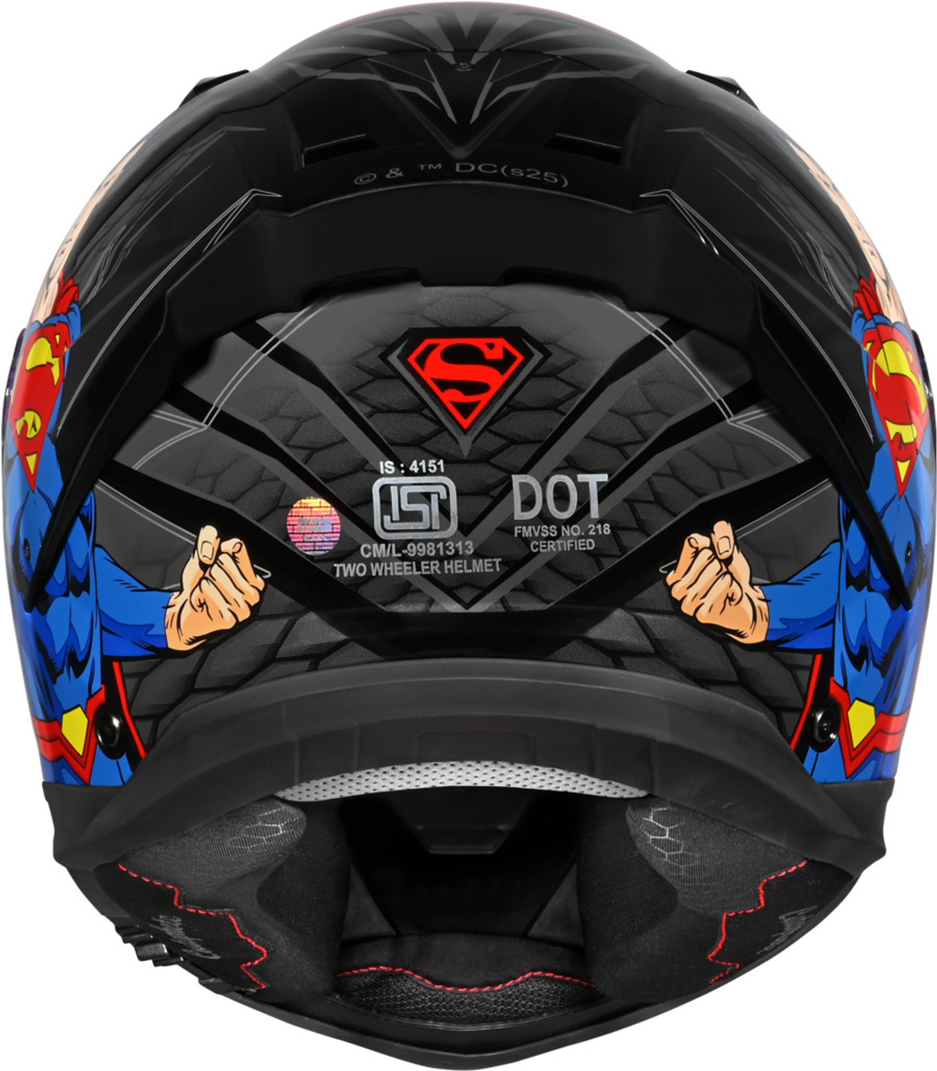 Image of STUDDS Helios Superman Edition ISI and DOT Certified Helmet with Antifog 100 Motorbike Helmet