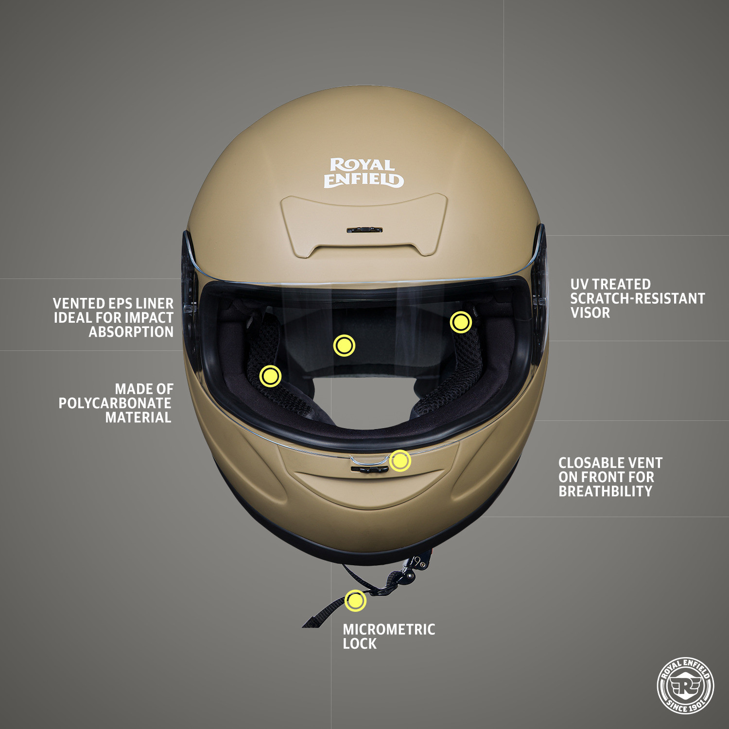 Image of ROYAL ENFIELD Old Madras Full Face with Visor Motorbike Helmet