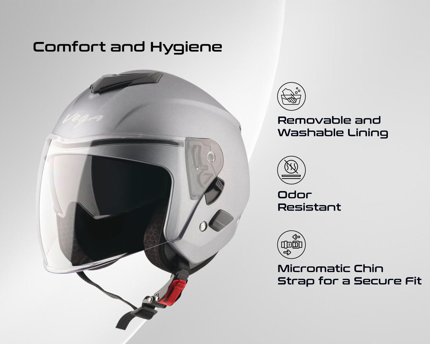 Image of VEGA VO-04 Punch DV Open Face Helmet-Dull Anthracite-L Motorbike Helmet