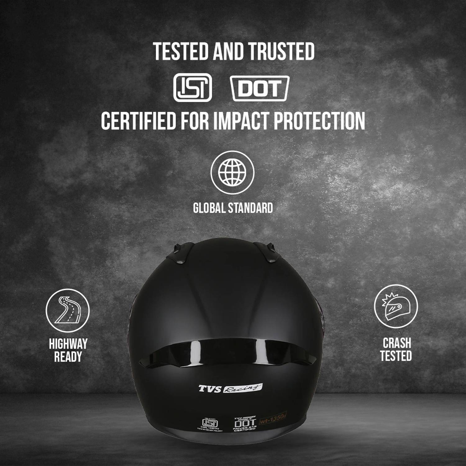 TVS Racing Titan Series Motorbike Helmet Black - Image 5