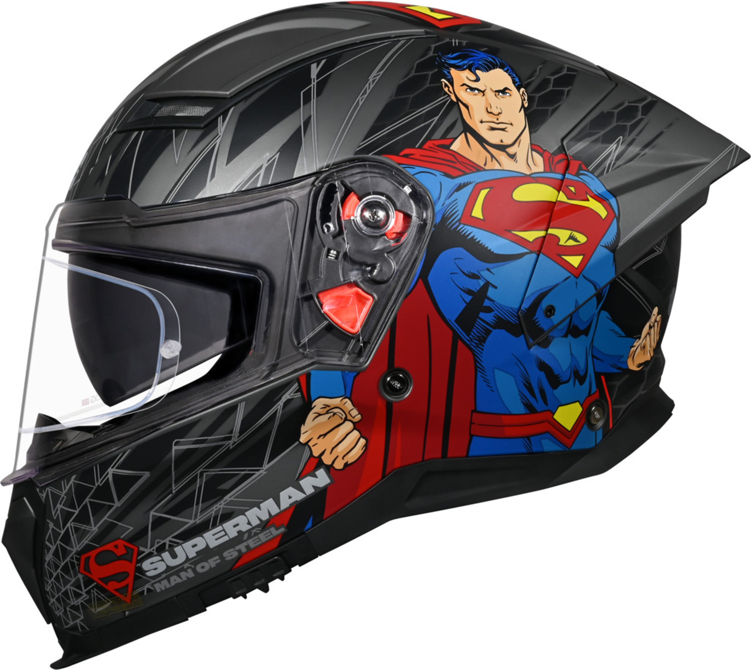 Image of STUDDS Helios Superman Edition ISI and DOT Certified Helmet with Antifog 100 Motorbike Helmet