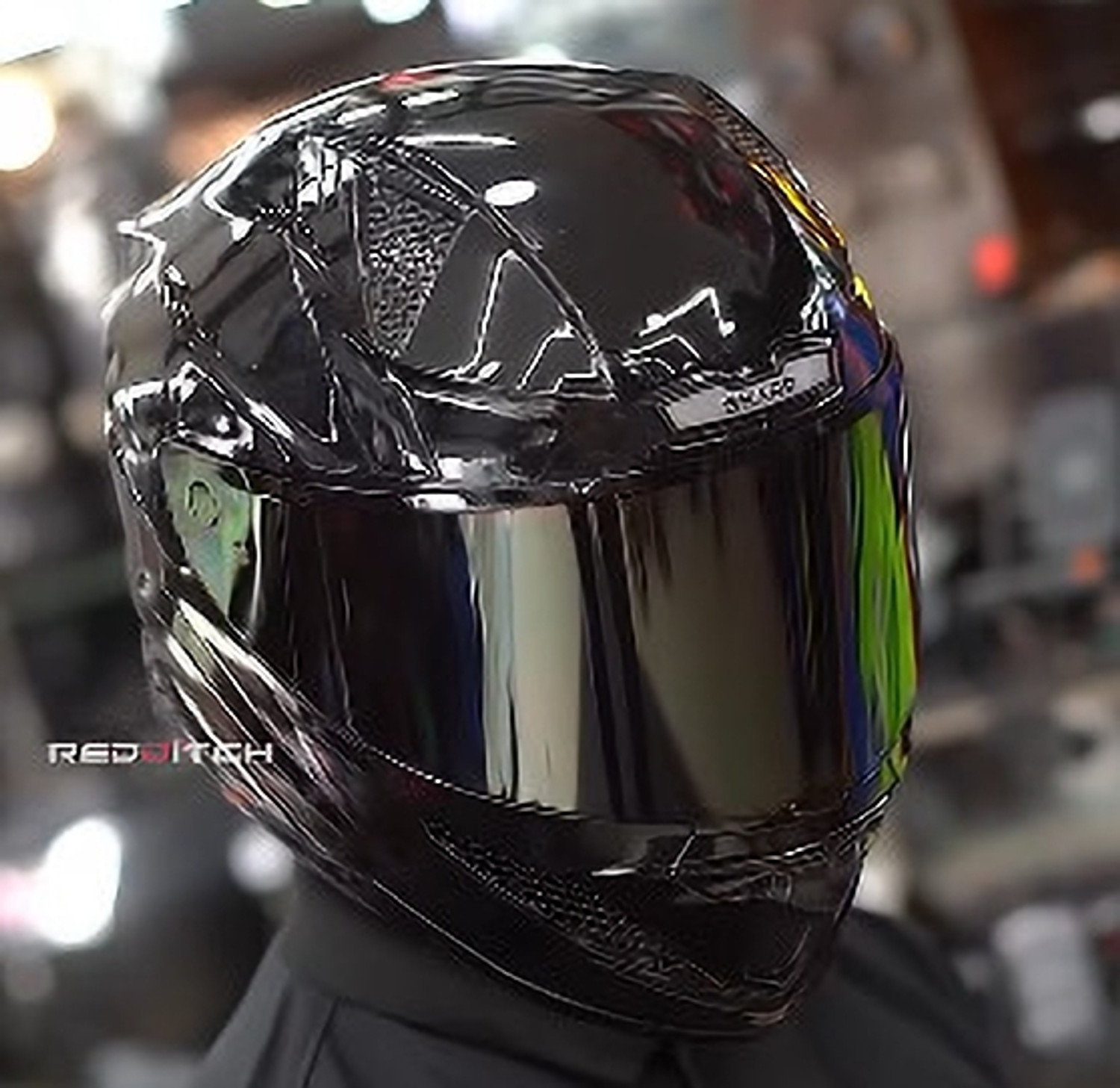 Image of Steelbird Air SBH-25 ISS Sharp Glossy Black Full Face ISI Certified 600mm Large Motorsports Helmet