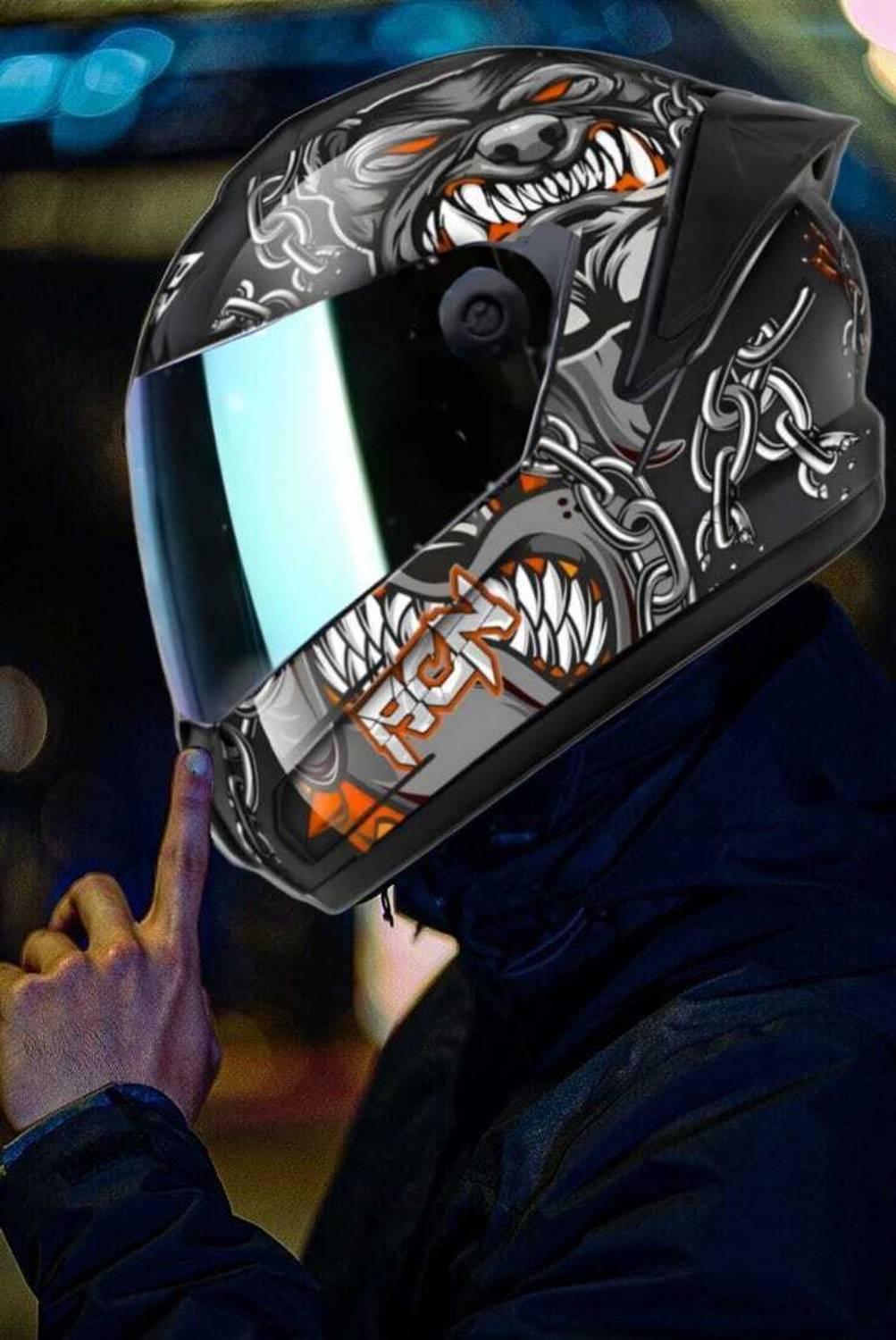 Agx Speed Pitbul with Rainbow Visor ABS Material Motorbike Helmet