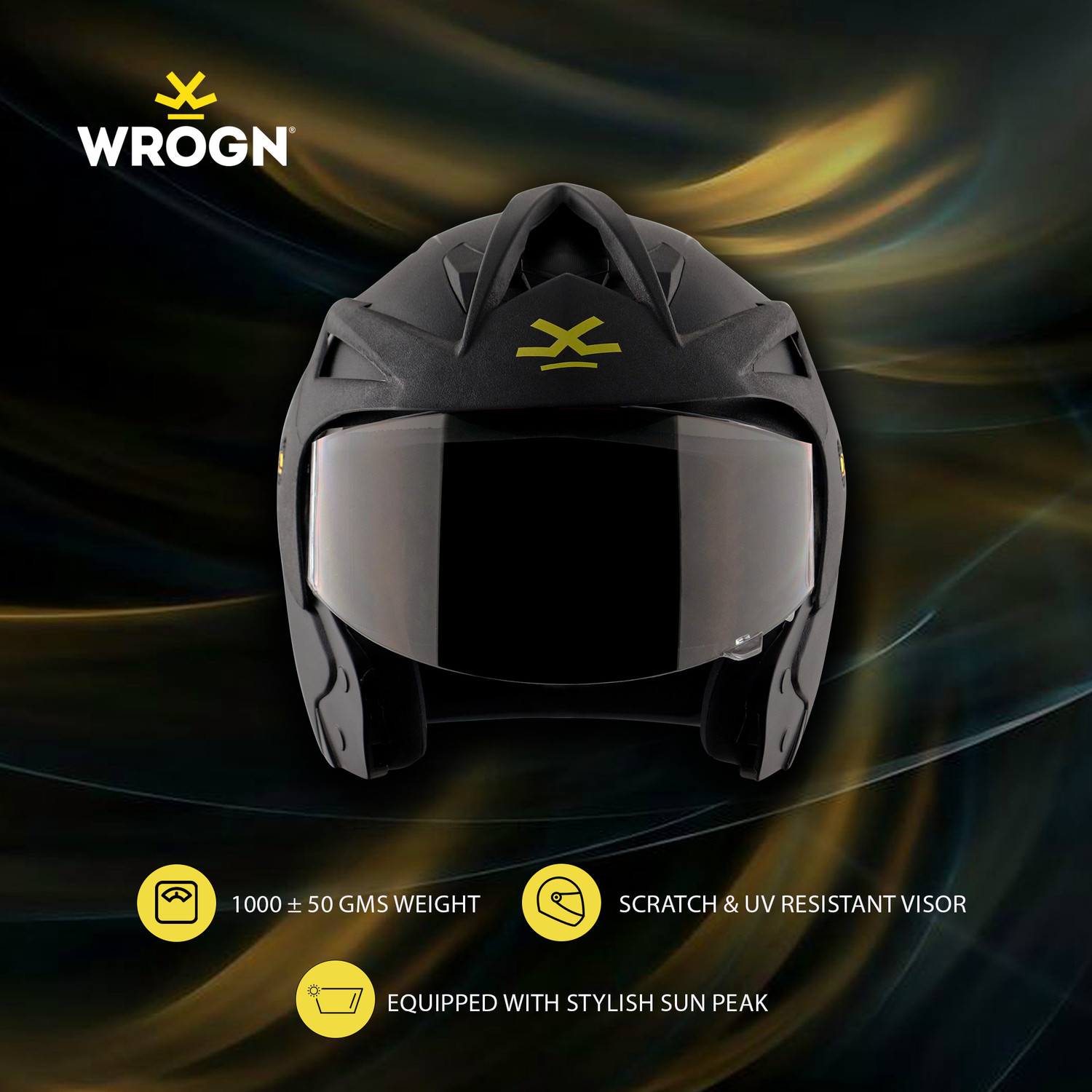 Image of WROGN Rogue Motorbike Helmet (Black Yellow)