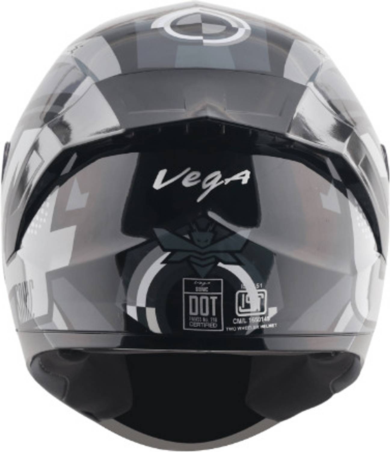 VEGA Sonic Legend Black Grey Large Motorbike Helmet - Image 3