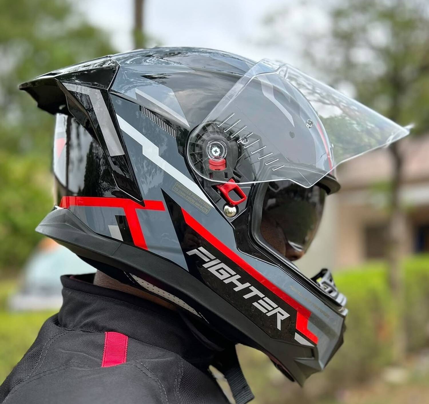 Steelbird Air SBH-57 ISS Fighter Stealth X Full Face Helmet Black Red - Image 1