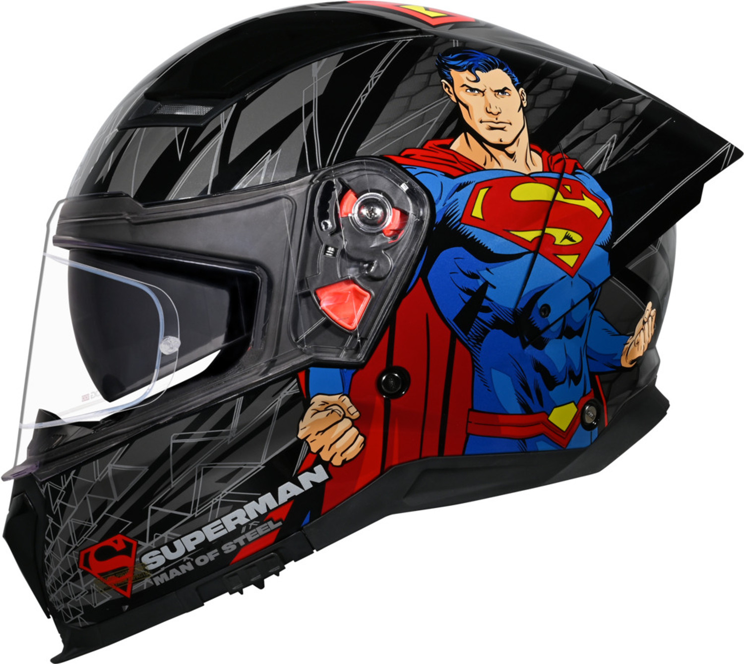 Image of STUDDS Helios Superman Edition ISI and DOT Certified Helmet with Antifog 100 Motorbike Helmet