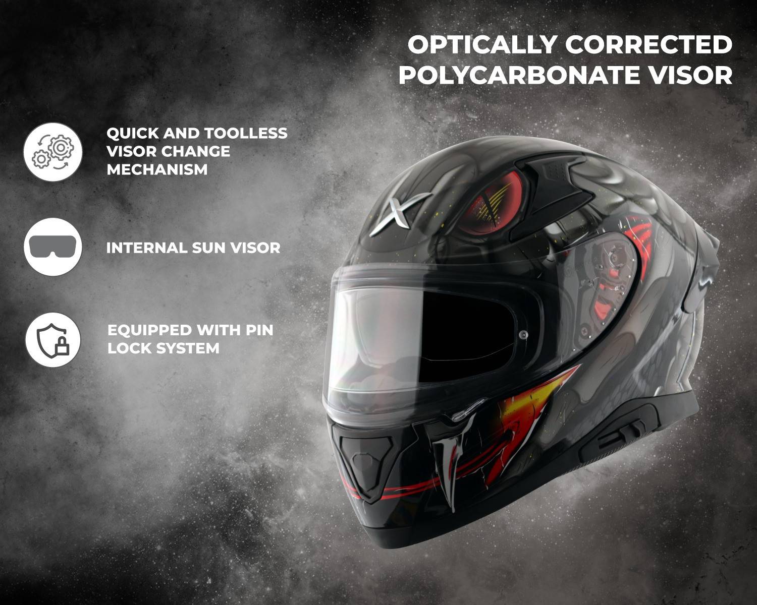 Axor Apex Venomous Motorbike Helmet Black - Image 4
