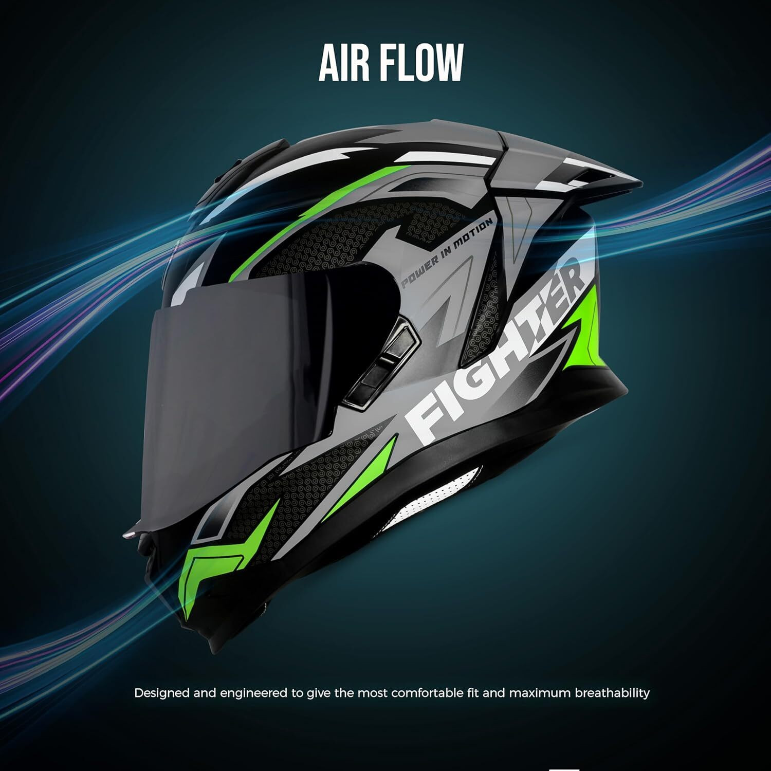 Image of Steelbird Air SBH-57 ISS Fighter F7 ISI /DOT Certified Full Face Helmet For Men And Women Motorbike Helmet (Glossy Black Grey)