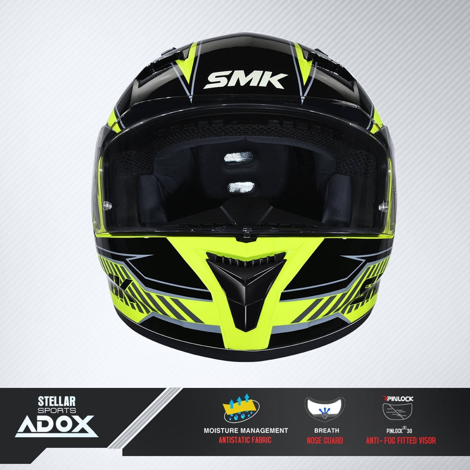 Image of SMK Stellar Sports Adox Motorbike Helmet