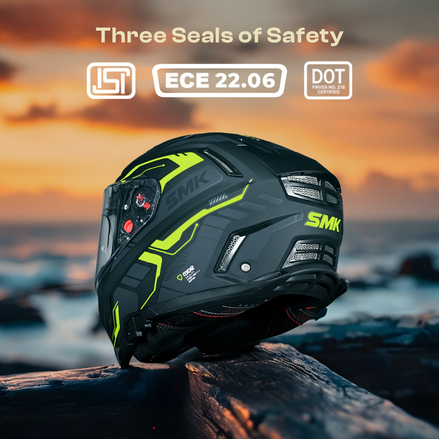 Image of SMK AGNAR TEKTRON ISI, DOT & ECE 06 Certified Helmet with Dual Visor Motorbike Helmet