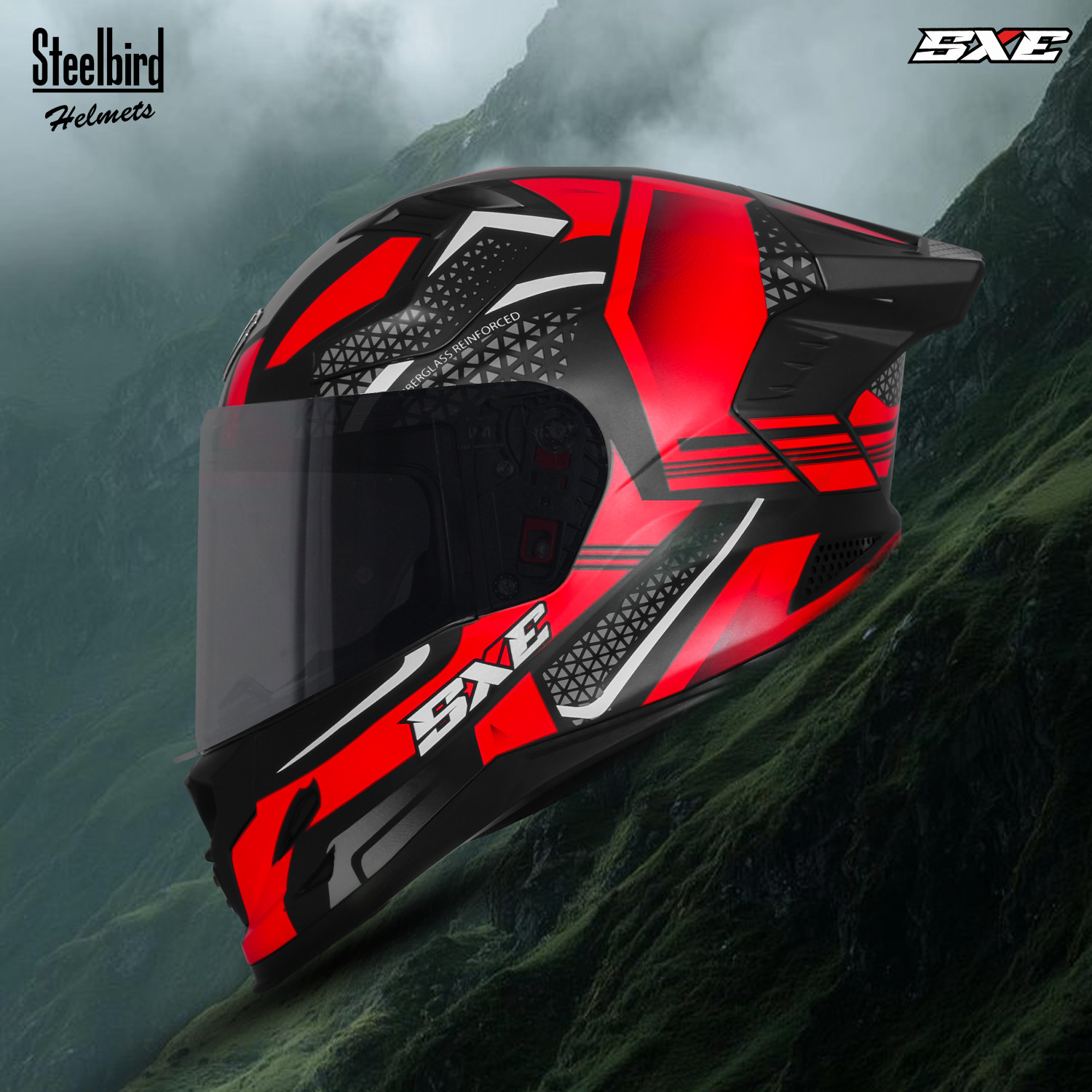 Image of Steelbird SBH-61 SXE X5 ISI and Dot Certified Full Face Graphic Helmet for Men Motorbike Helmet