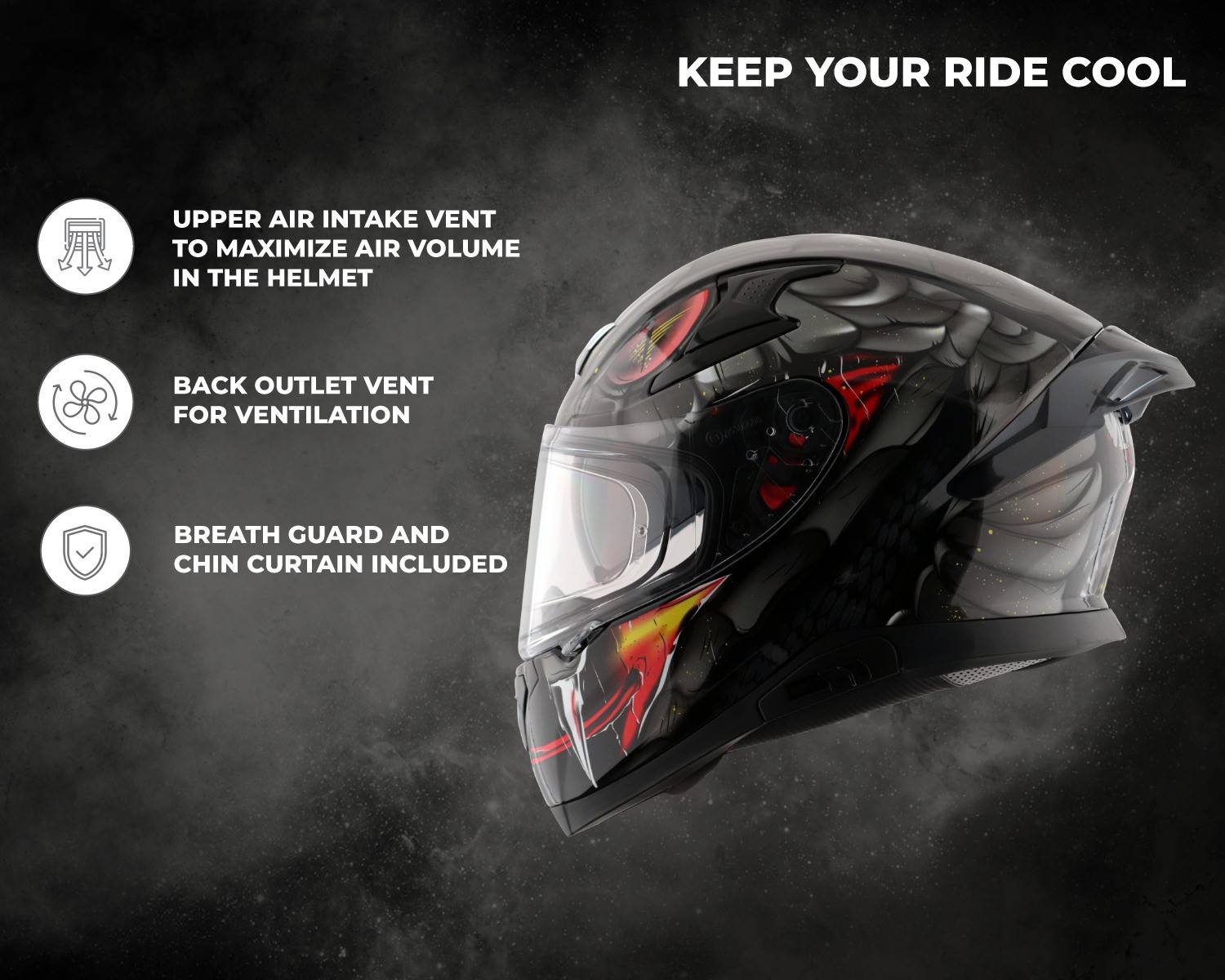 Axor Apex Venomous Motorbike Helmet Black - Image 5
