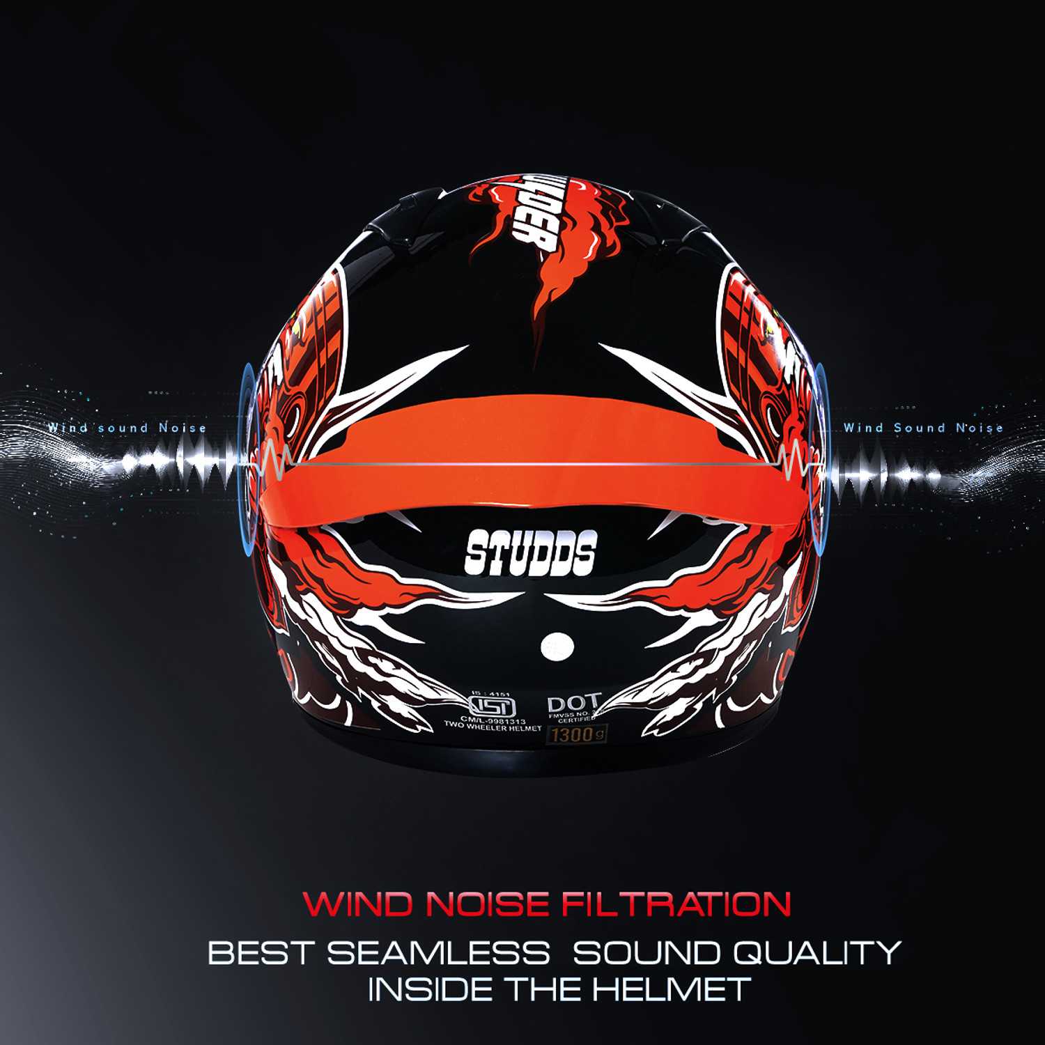Image of STUDDS Thunder Communication Ready D10 Bluetooth Helmet Motorbike Helmet