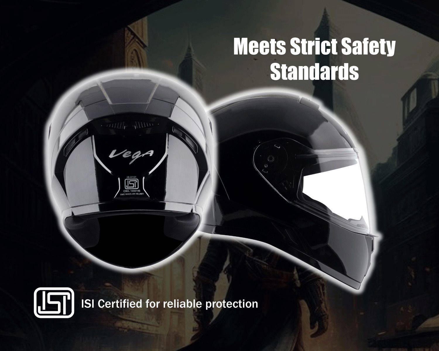 VEGA Ranger Solid Motorbike Helmet Black - Image 5