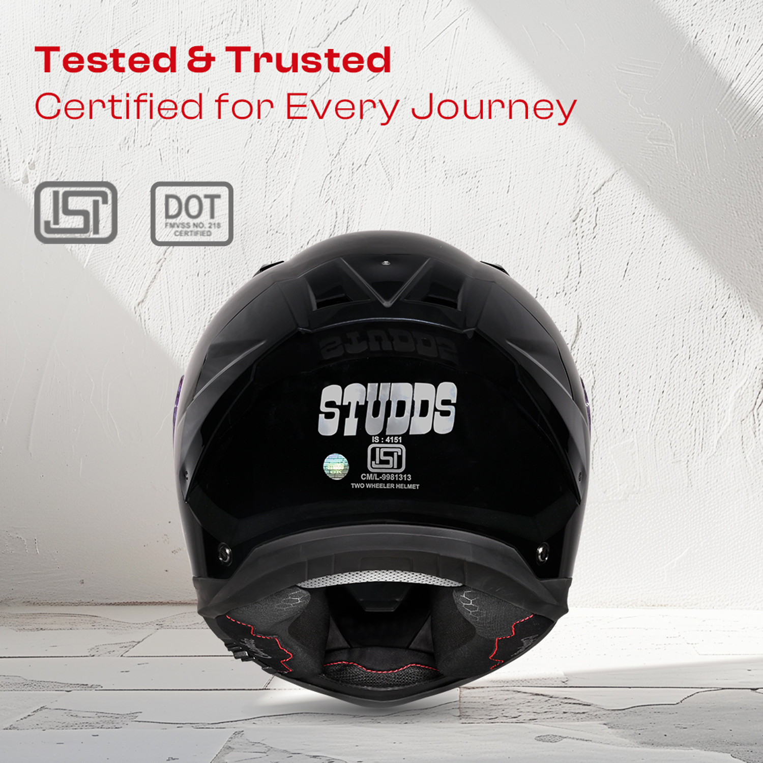 Image of STUDDS Helios Full Face ISI and DOT Certified Helmet with Antifog 100 Lens Motorbike Helmet