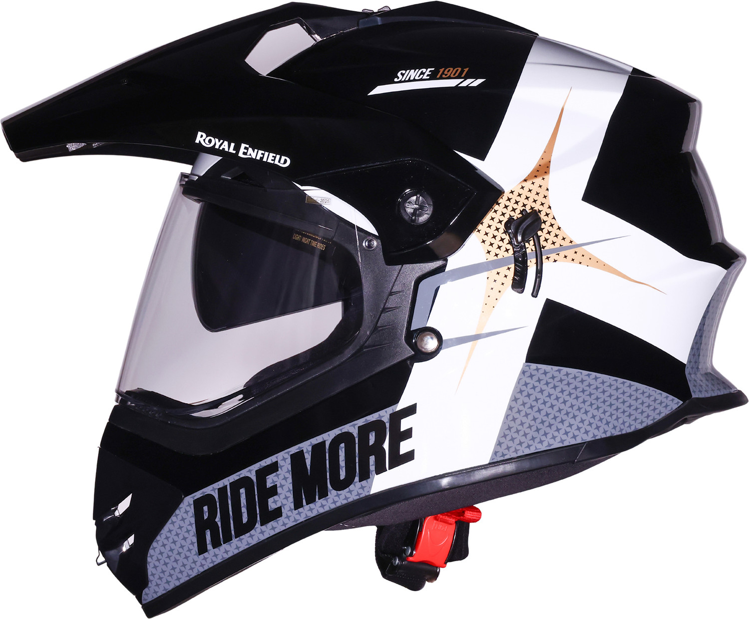 Image of ROYAL ENFIELD Throttle Kinetic Dual Sport Helmet with Graphics | ISI & DOT | For Men & Women Motorbike Helmet