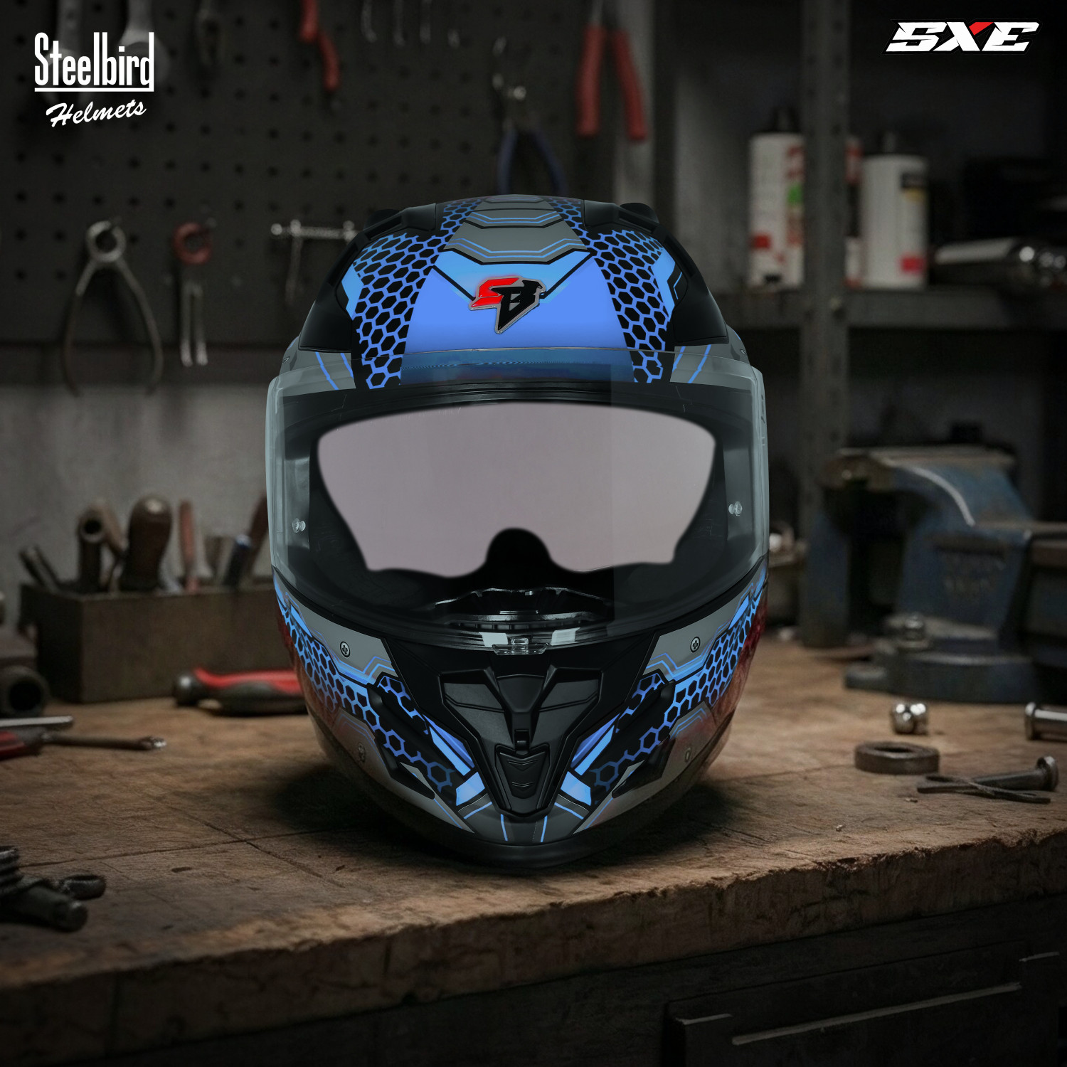 Image of Steelbird SBH 61 SXE X3 ISI and Dot Certified Full Face Graphic Motorbike Helmet