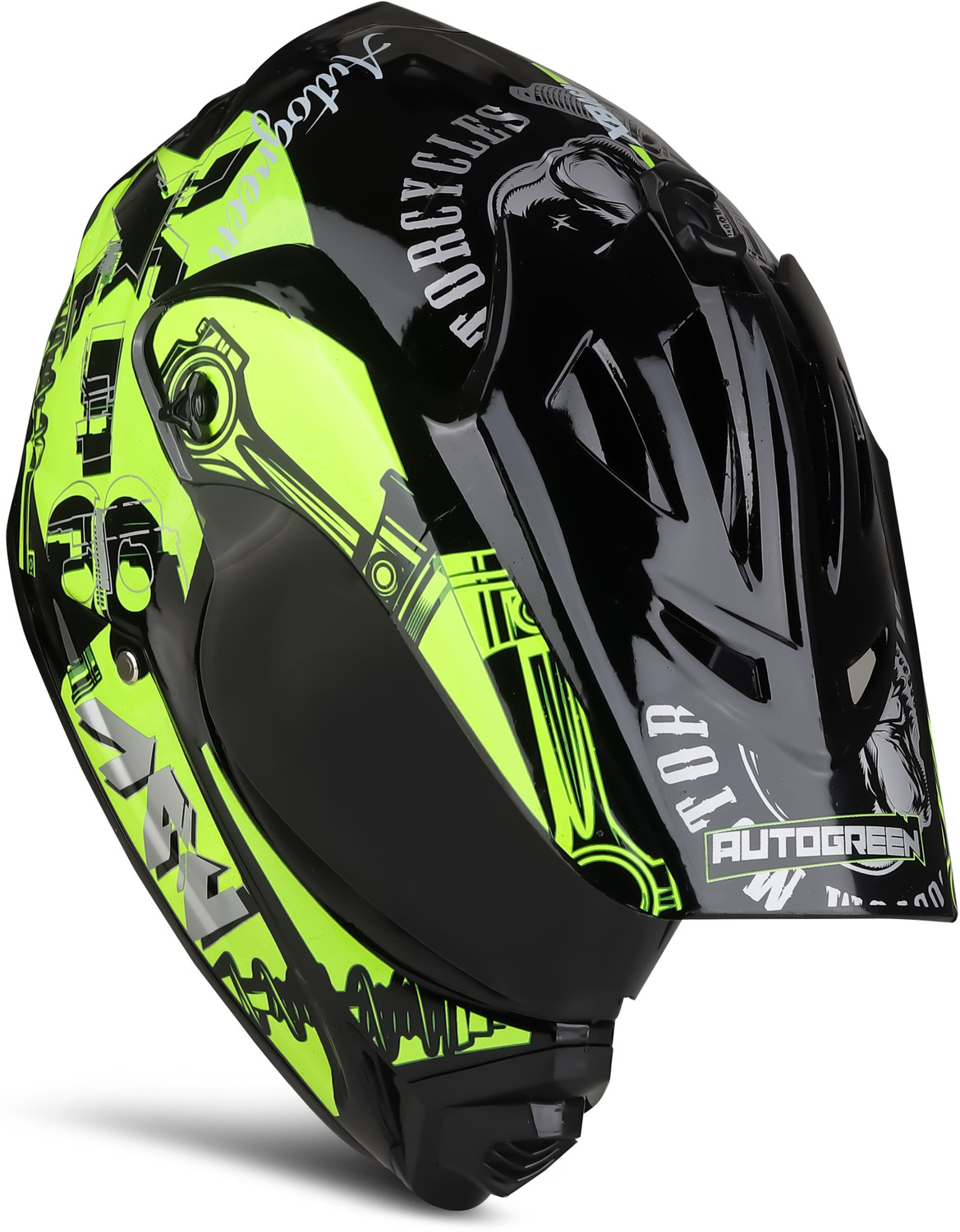 Image of Agx Autogreen X8 Extreme With Polycarbonate Visor Unisex Helmet Motorbike Helmet