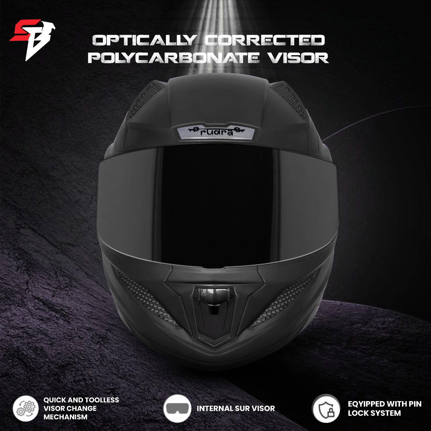 Image of Steelbird SBH-25 Rudra ISI Certified Full Face Helmet for Men and Women Motorbike Helmet Motorbike Helmet