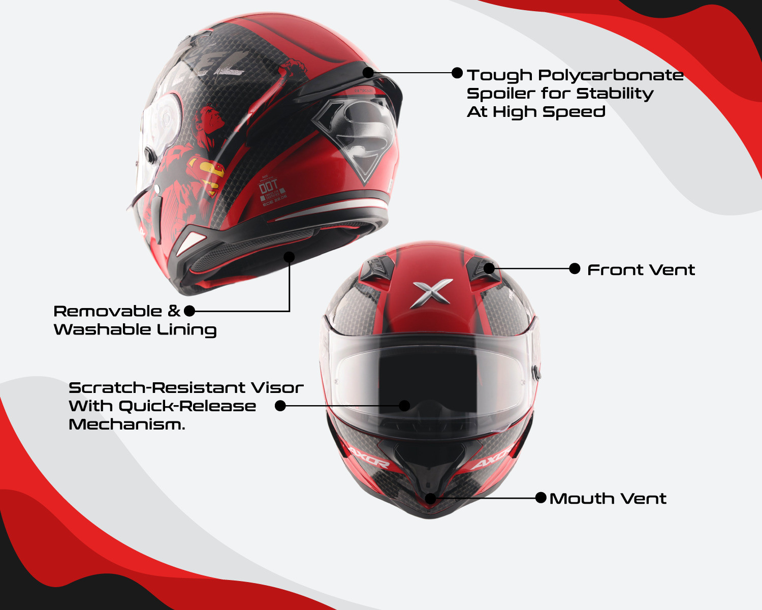 Image of Axor Hunter DC Superman Motorbike Helmet