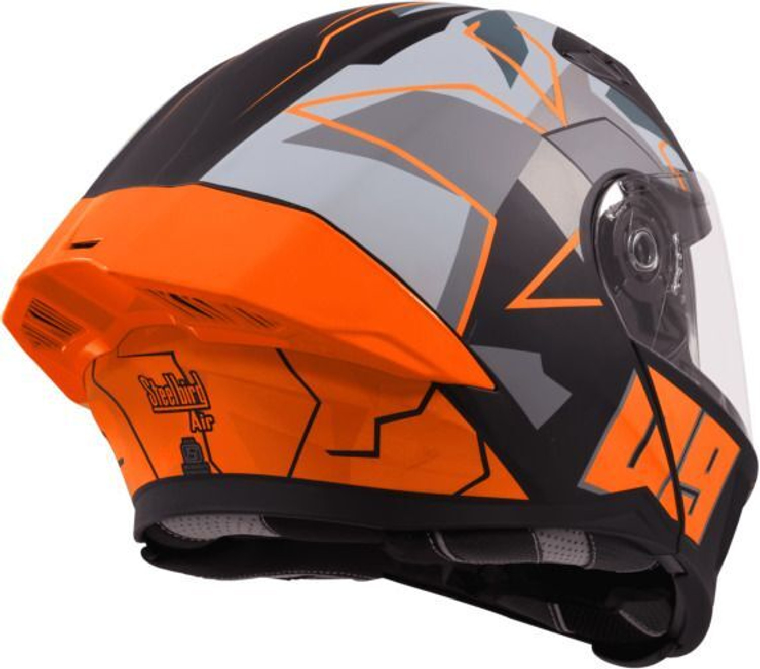 Image of Steelbird Air SBA-20 ISS 09 GLOSSY BLACK ORANGE M Size Motorsports Helmet