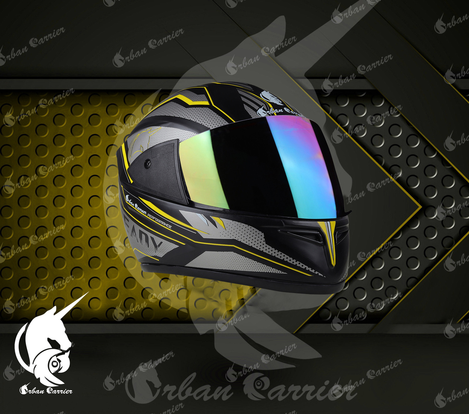 Image of urban carrier ISI Certified ABS Material Full Face Stylish Helmet with Rainbow Visor(K34) Motorbike Helmet