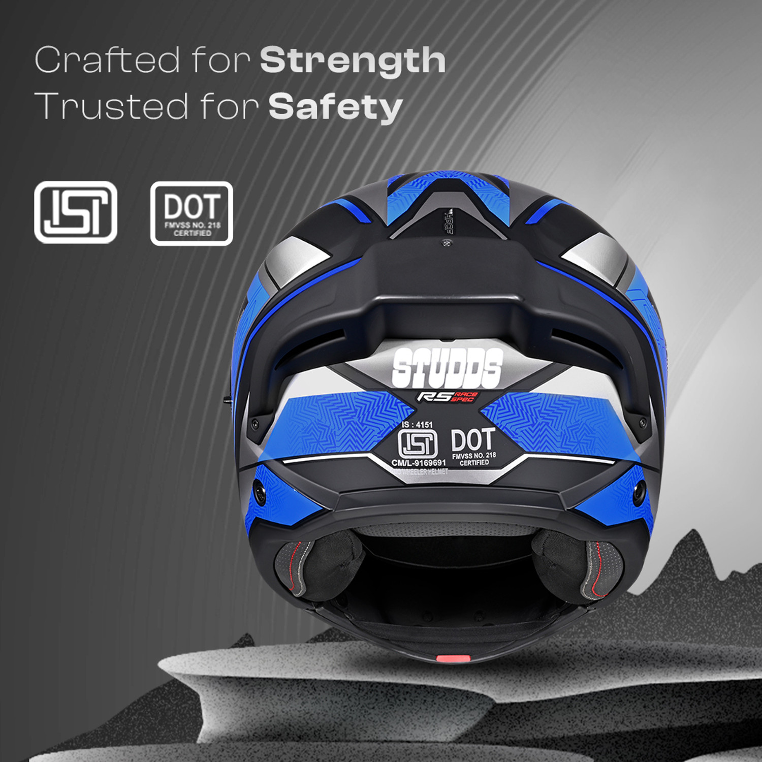 Image of STUDDS Trooper D4 Race ISI and DOT Certified Flip-Up Helmet with Spoiler Motorbike Helmet