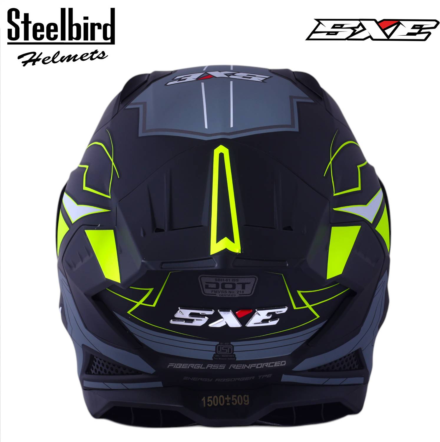 Steelbird Air SBH-61 ISS SXE RACE-X TPE Edition Matt Black Neon Helmet - Image 3